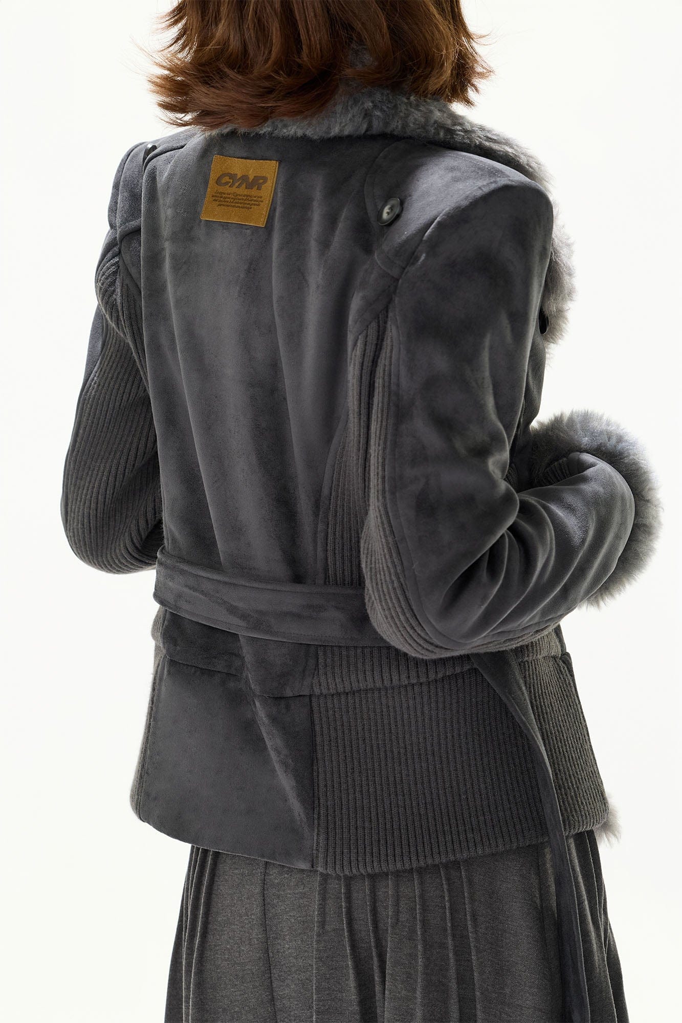 CYNR Faux-Shearling Lined Double-Breasted Jacket