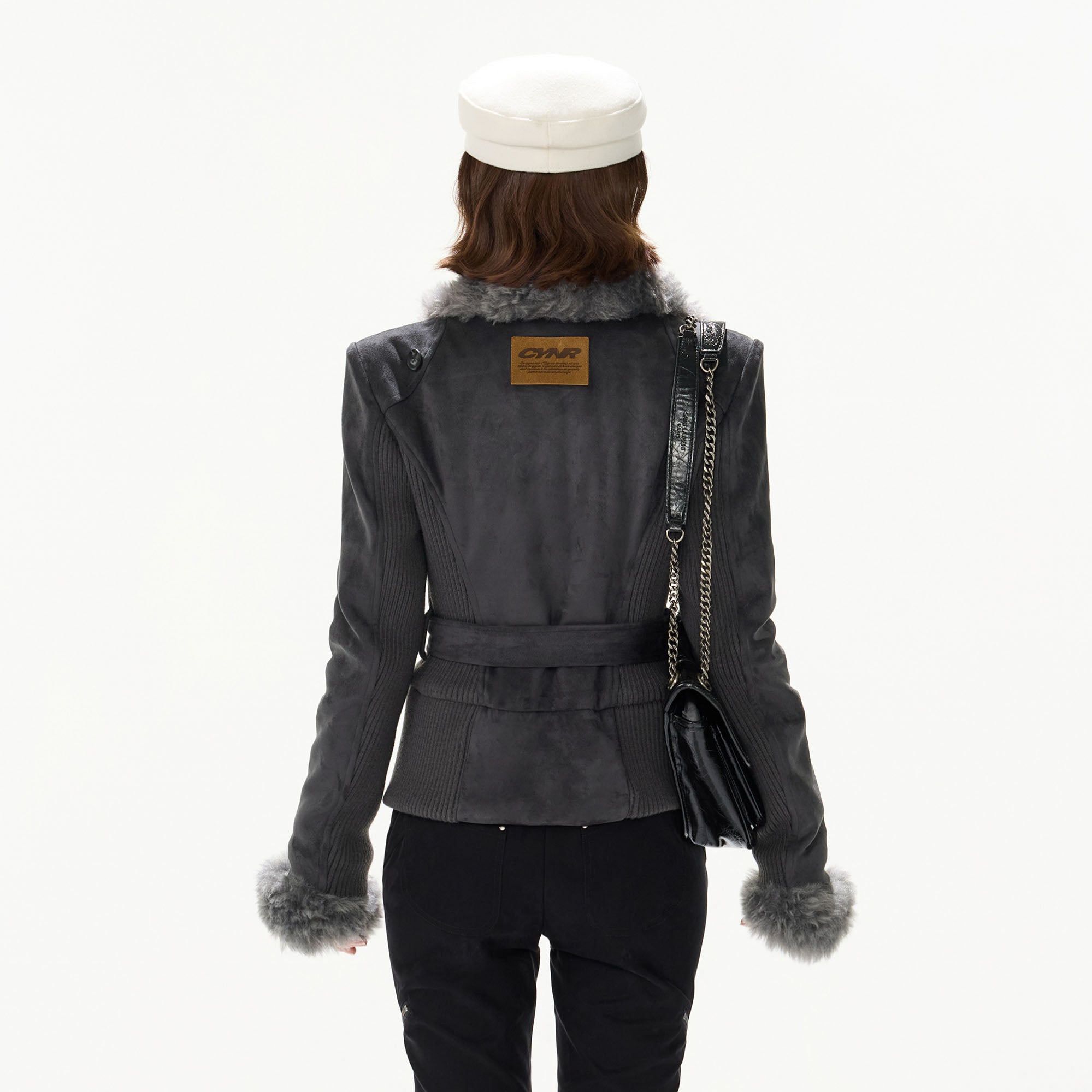 CYGNENOYR Faux-Shearling Lined Double-Breasted Jacket