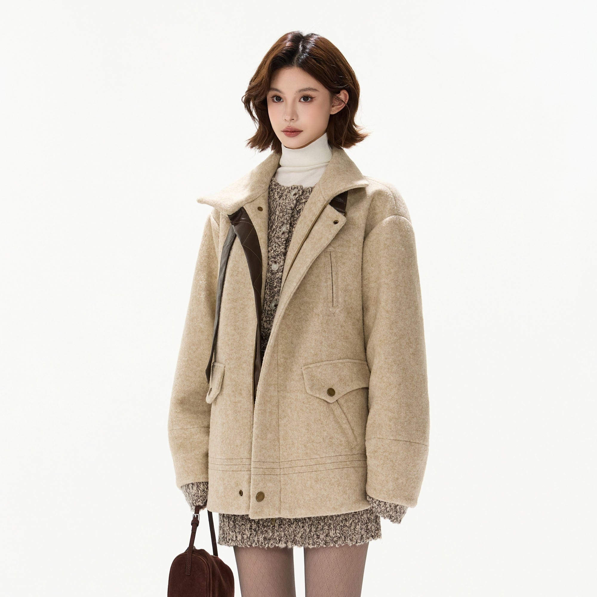 CYNR Contrast Trim Wool-Blend Stitched Jacket
