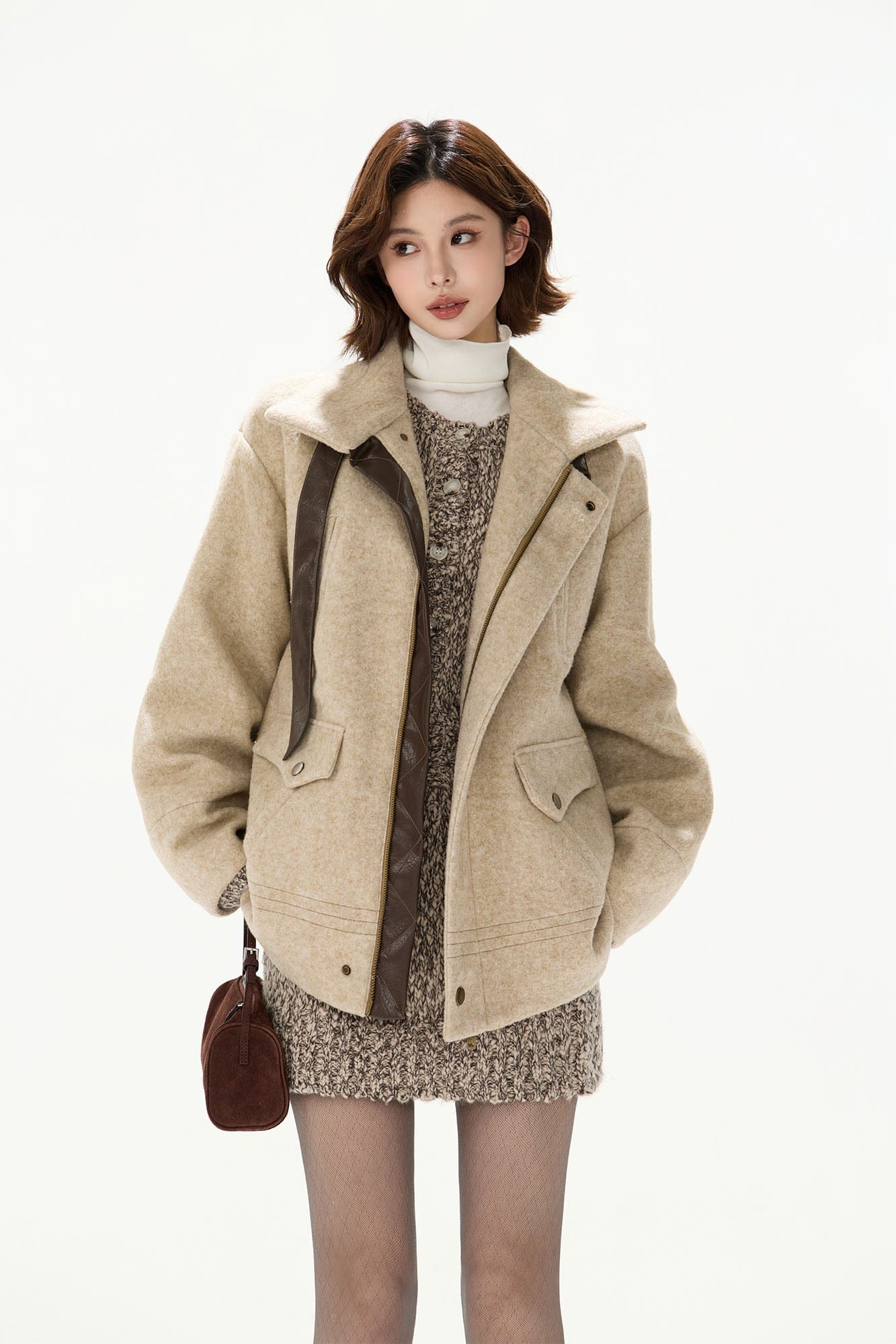 CYNR Contrast Trim Wool-Blend Stitched Jacket