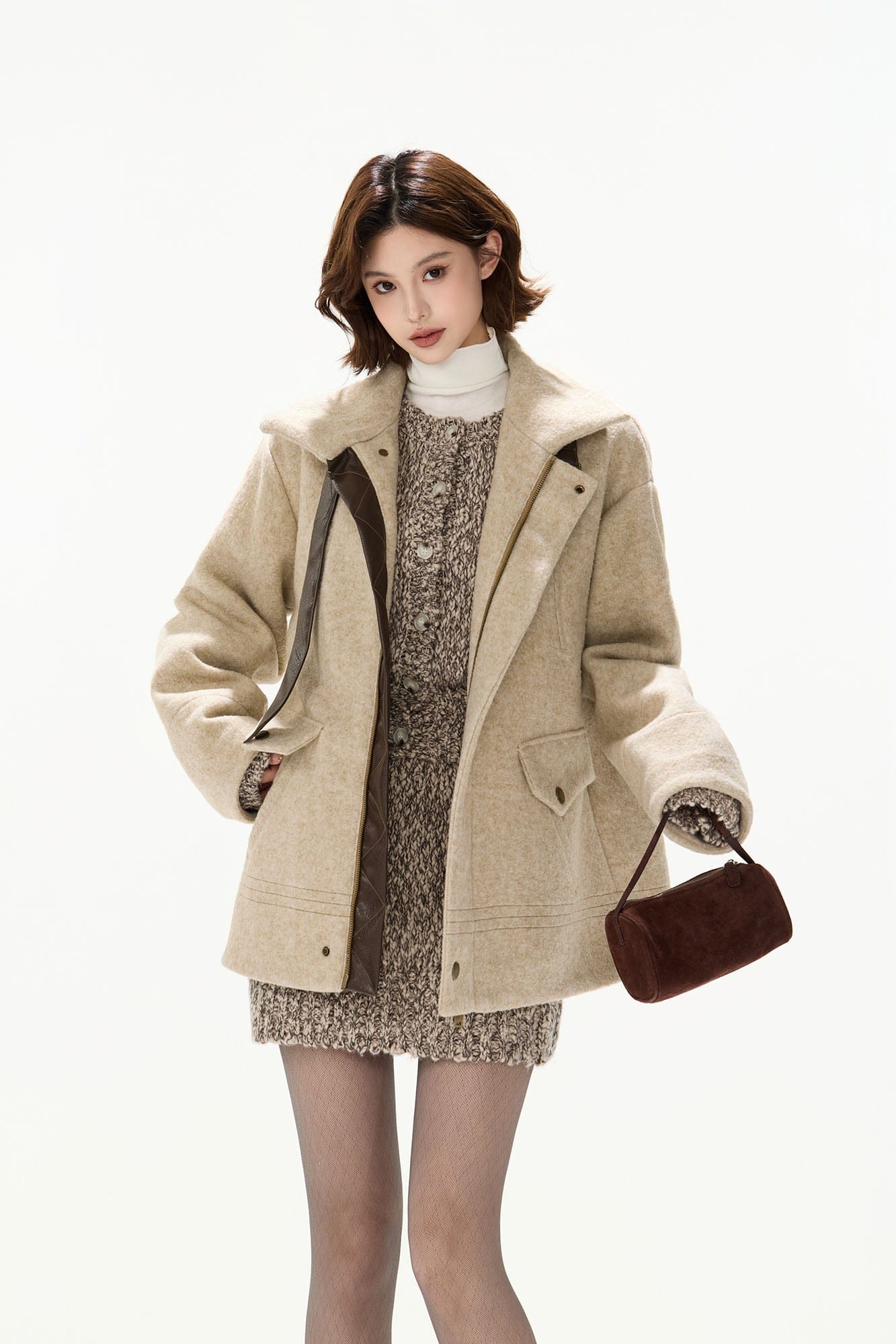 CYNR Contrast Trim Wool-Blend Stitched Jacket