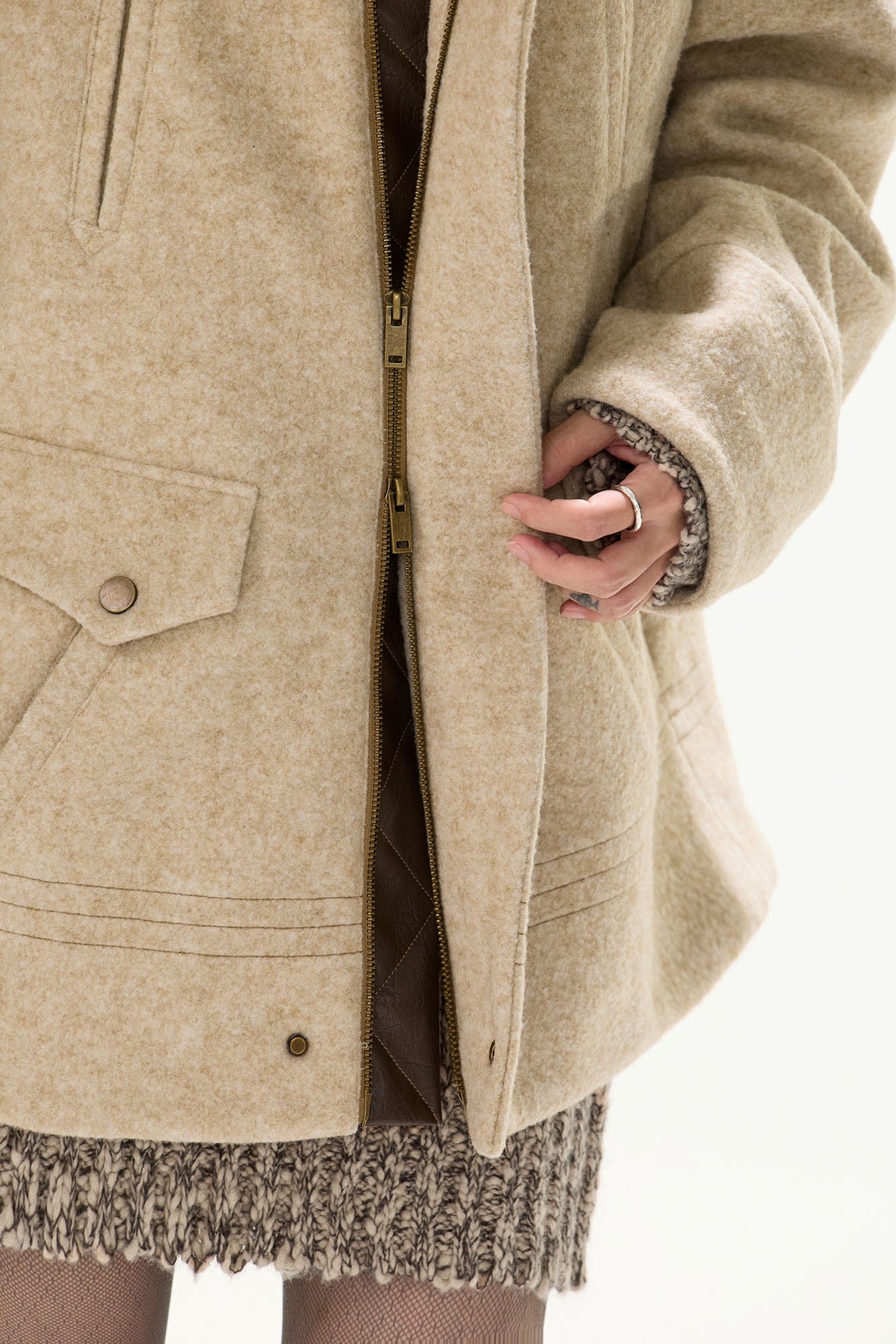 CYNR Contrast Trim Wool-Blend Stitched Jacket