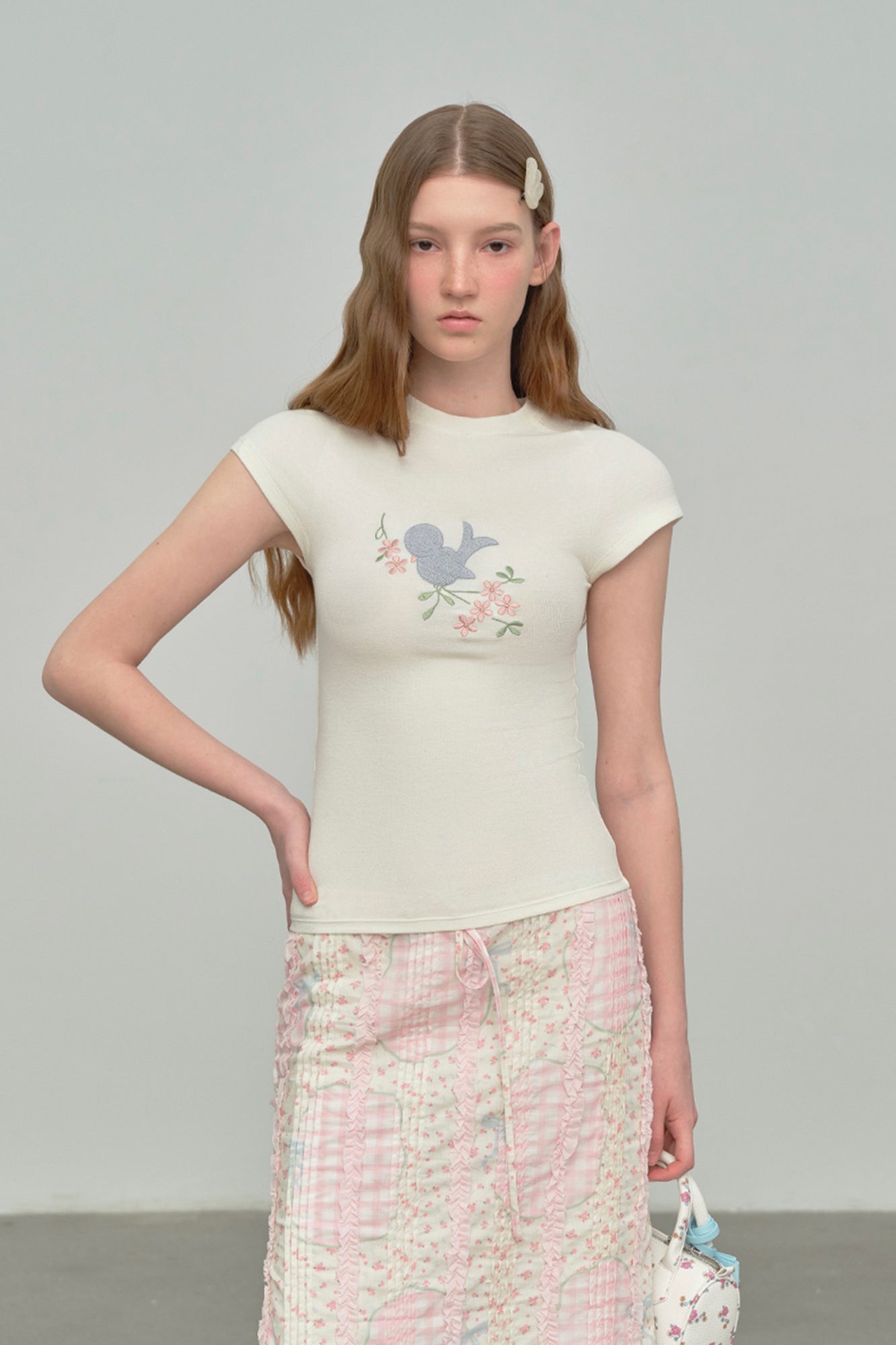 CHICCHICK Embroidered Bird Graphic T-Shirt