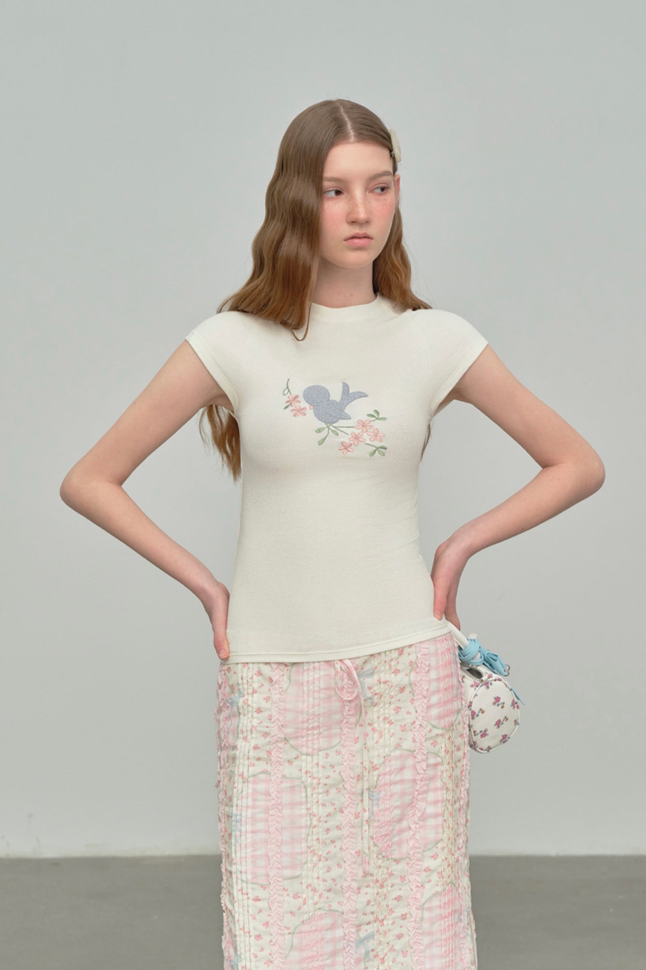 CHICCHICK Embroidered Bird Graphic T-Shirt