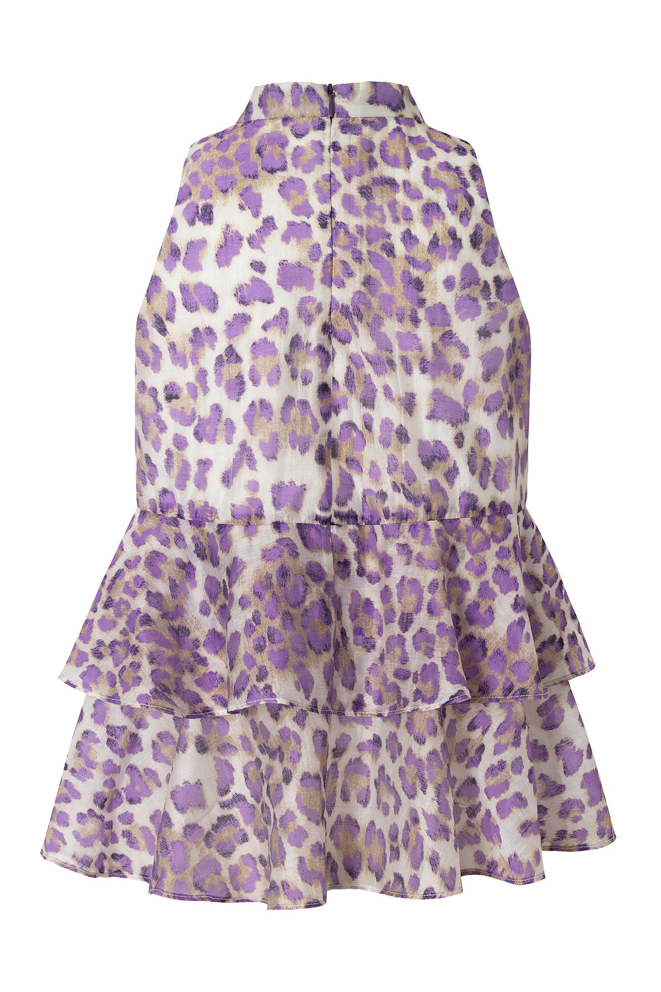 MUSE NAPS Leopard Halter Neck Wave-Hem Tank Top
