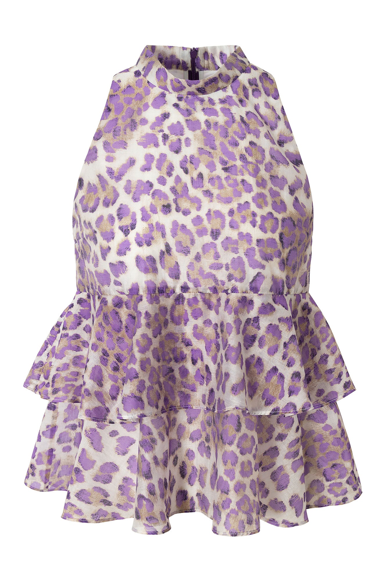 MUSE NAPS Leopard Halter Neck Wave-Hem Tank Top