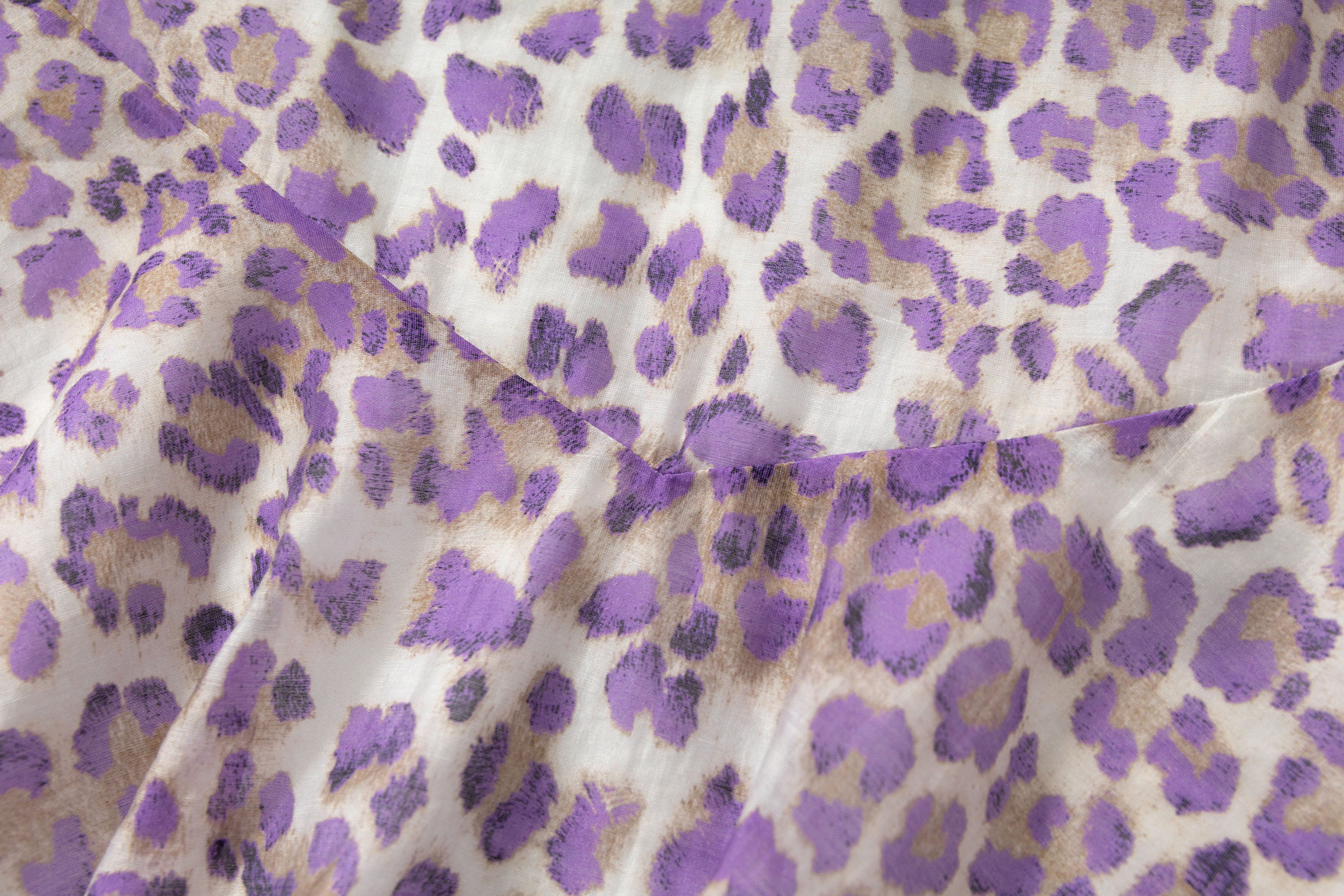 MUSE NAPS Irregular Leopard Print Flowy Midi Skirt