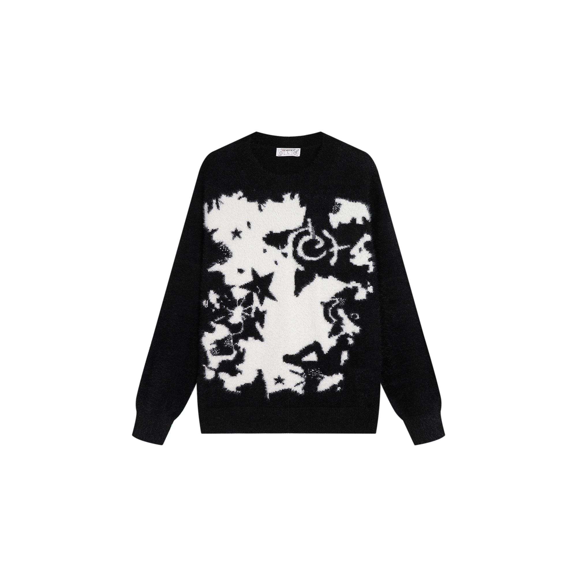 FAYCHUI Contrast Star Jacquard Fuzzy Sweater