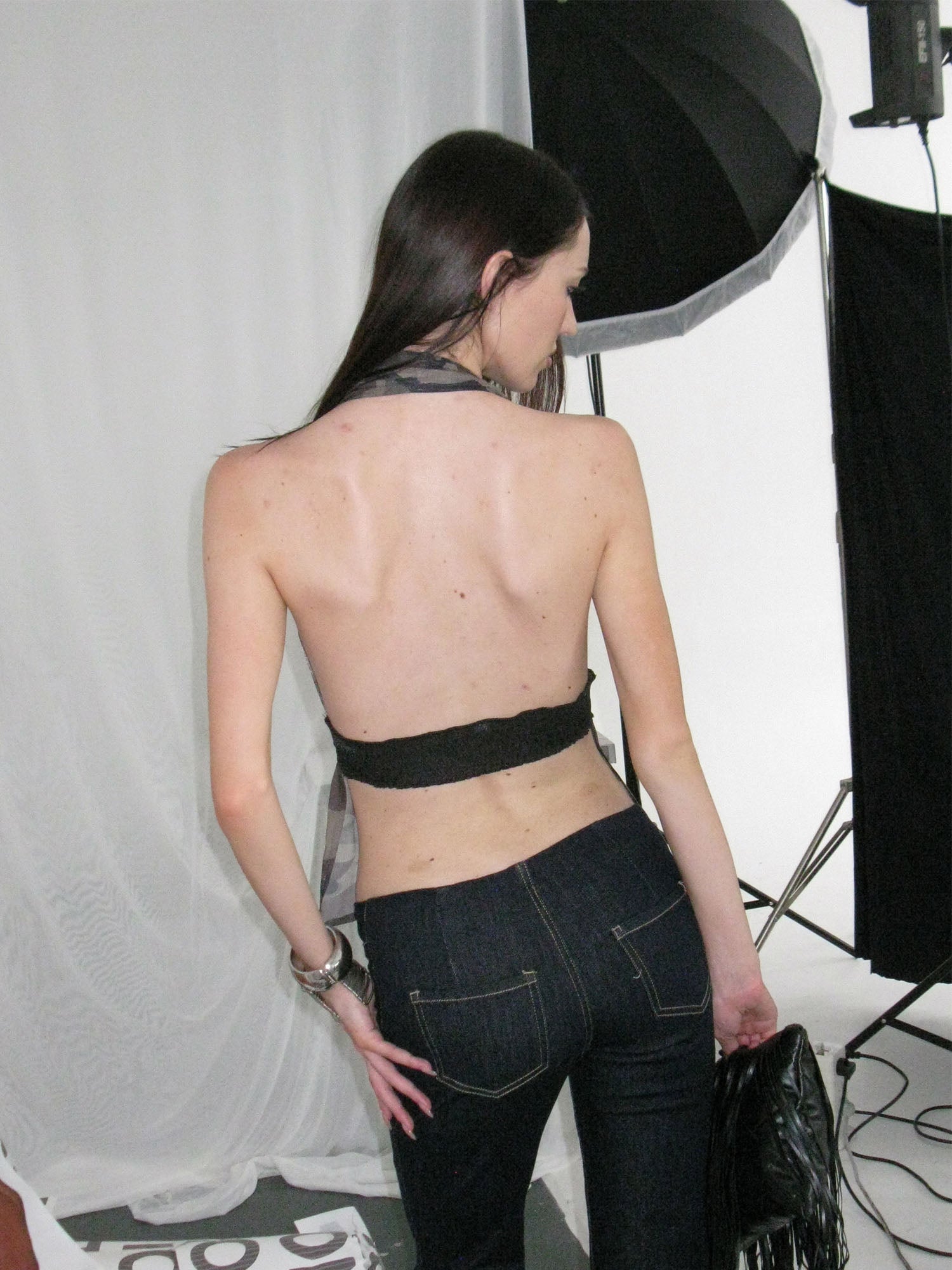 NEVER OFFEND L ANGEL Organza Halter Backless Tank Top