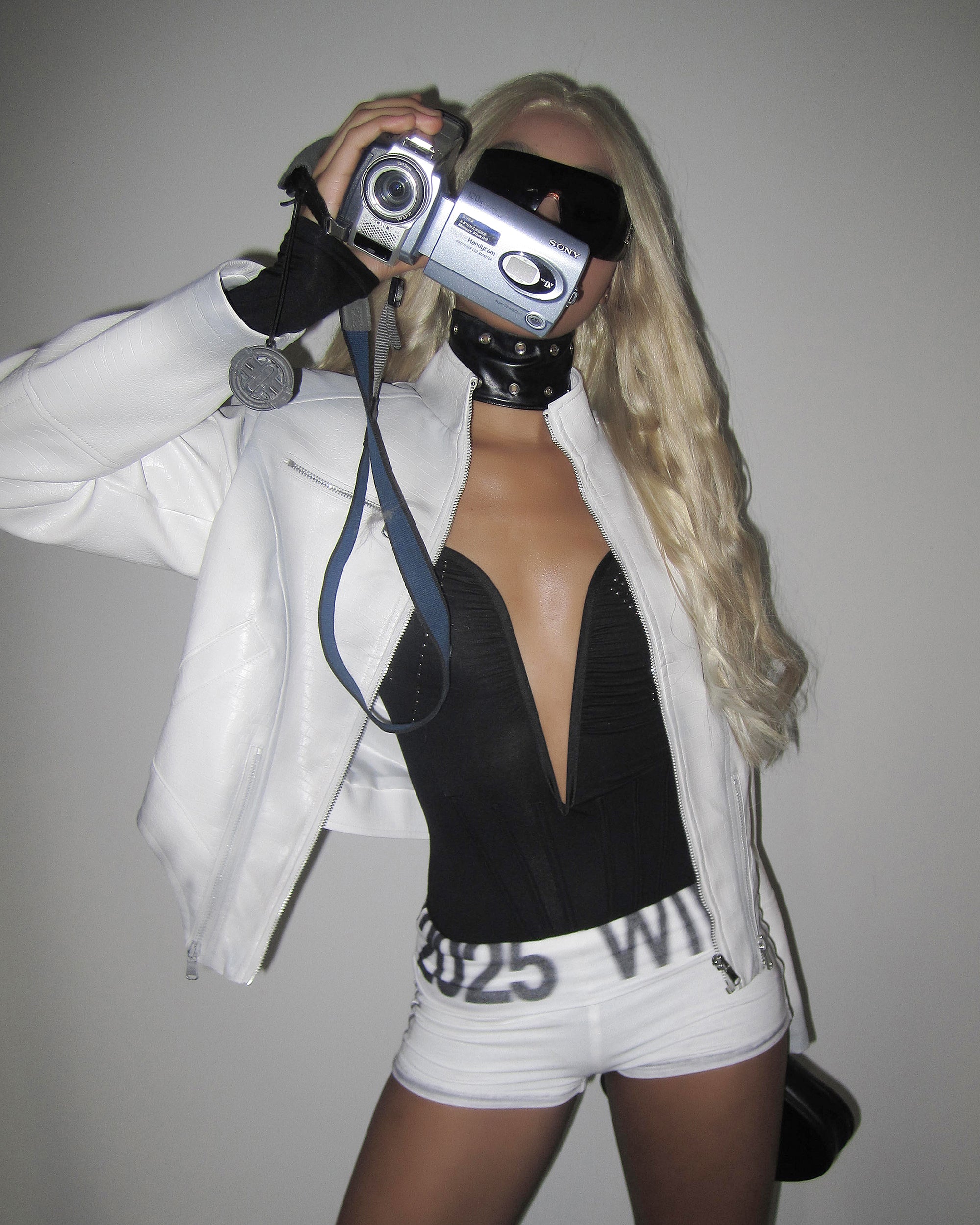 NEVER OFFEND L ANGEL Fog Ombre Cropped Moto Jacket