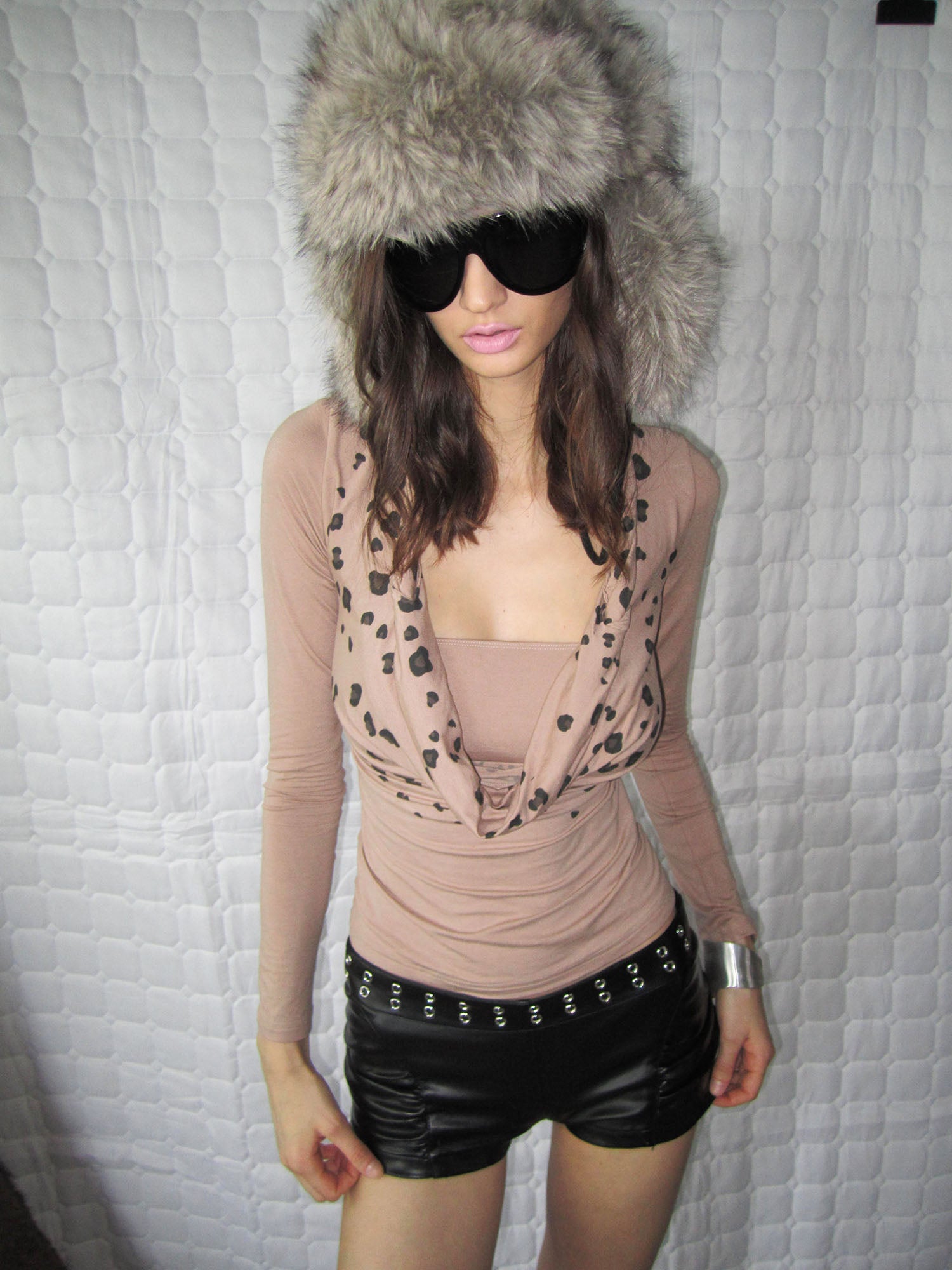 NEVER OFFEND L ANGEL Leopard-Draped Twisted Off-Shoulder Top