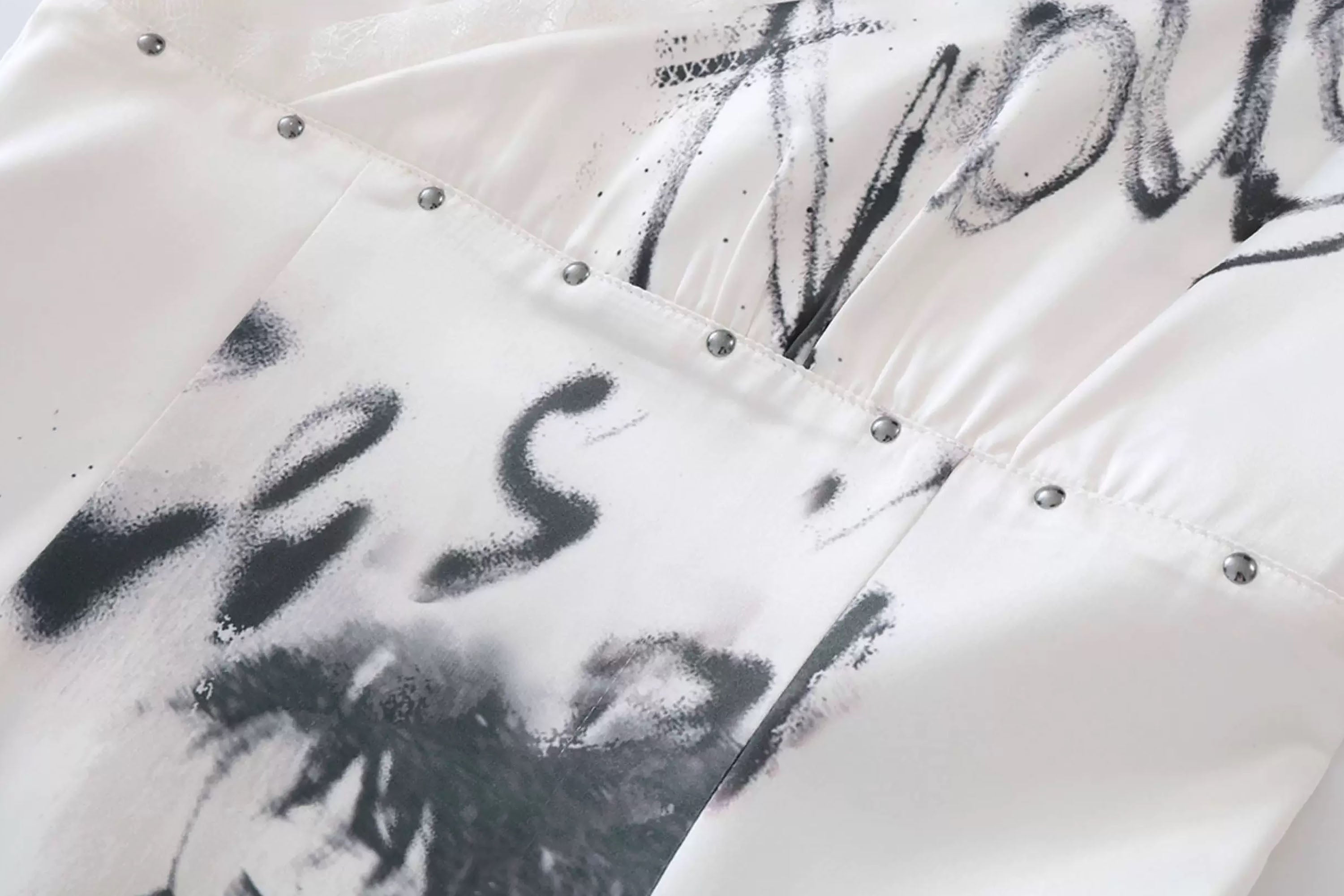 CESTNOUS Graffiti Mesh-Trim Slip Dress