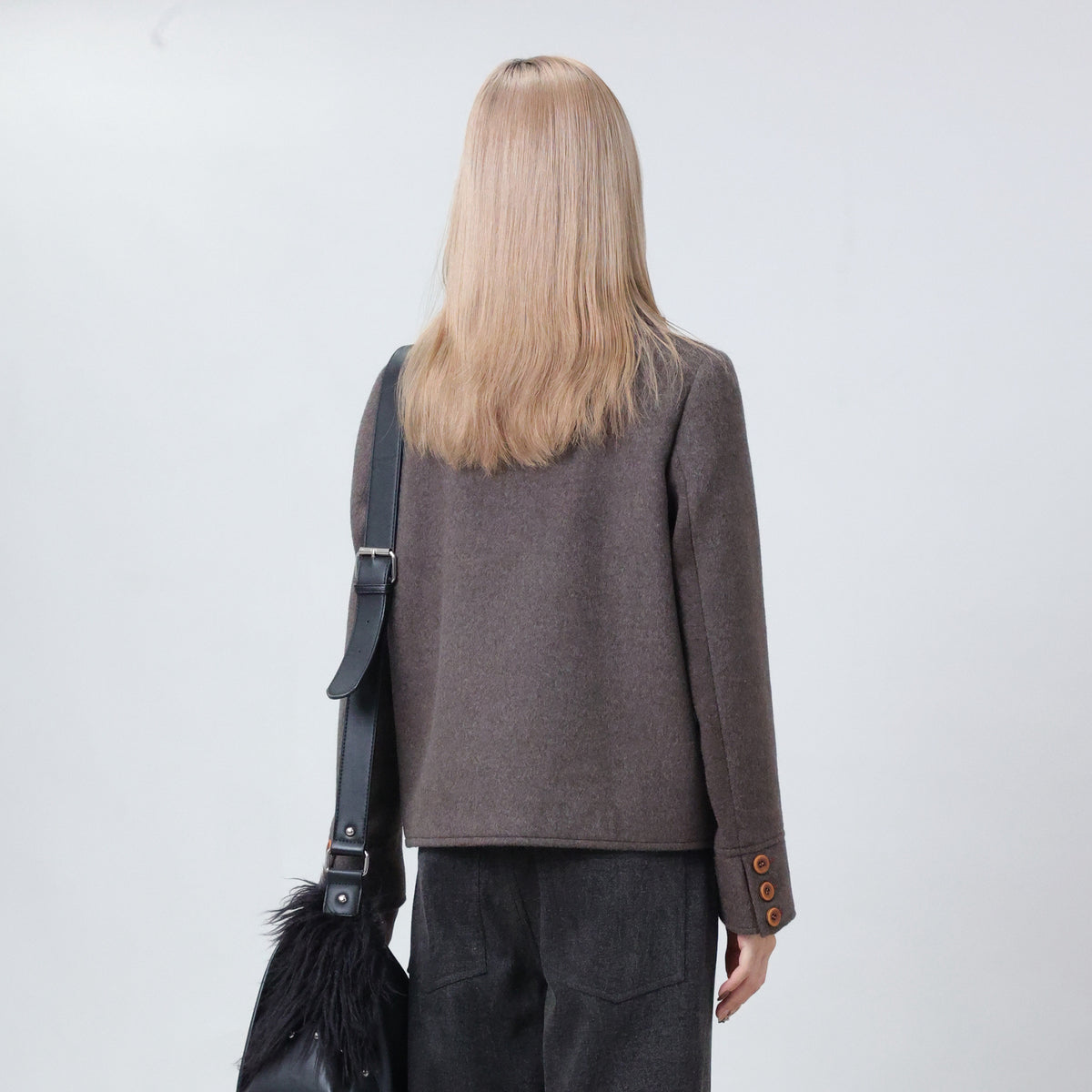 UDON Retro Double-Breasted Stand-Collar Wool-Blend Jacket