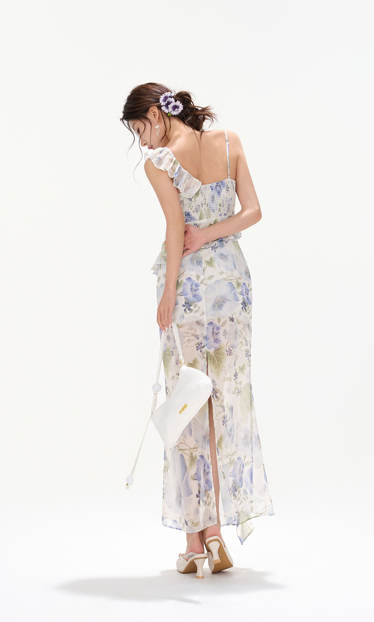 CYNR Ruffle-Trim Floral Maxi Dress
