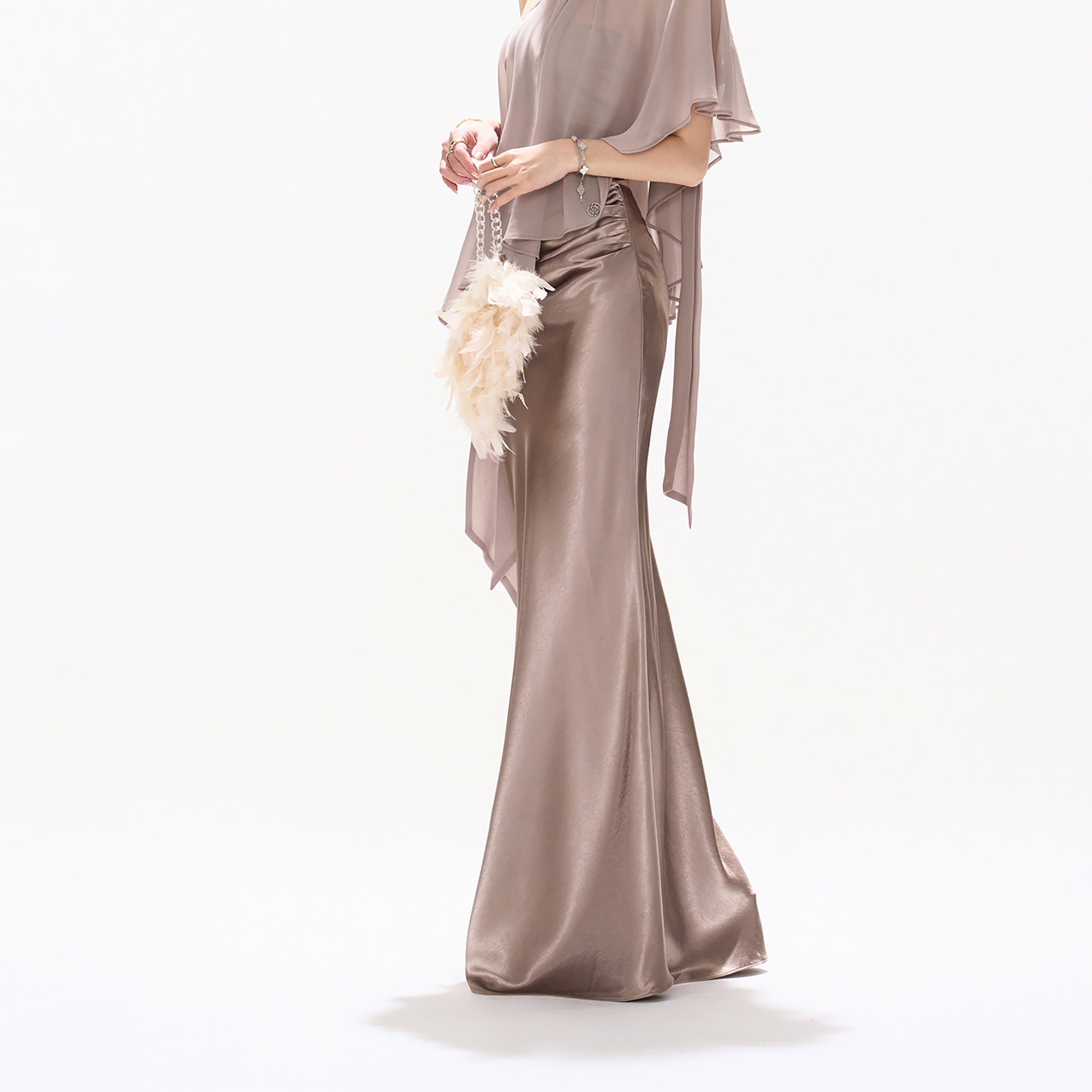 CYNR Acetate Satin Mermaid Maxi Skirt Purple
