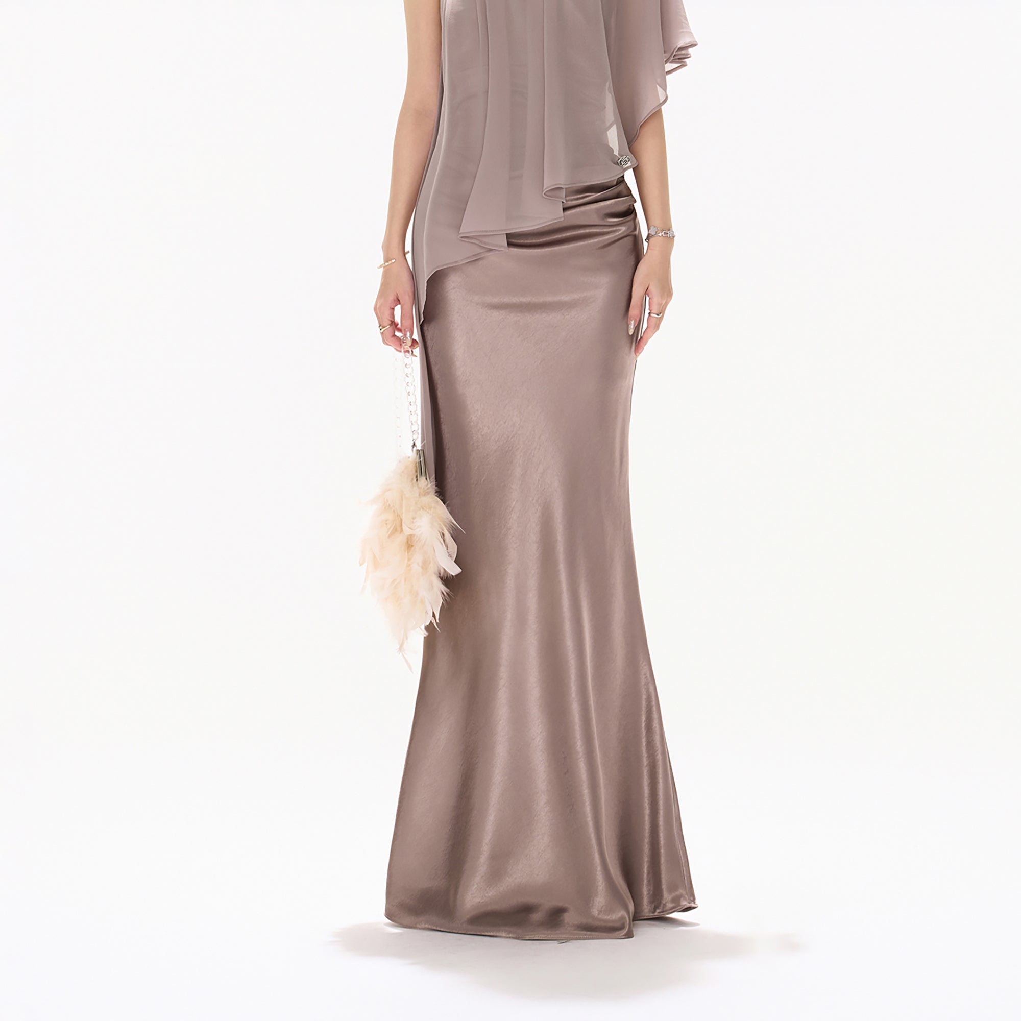 CYNR Acetate Satin Mermaid Maxi Skirt Purple
