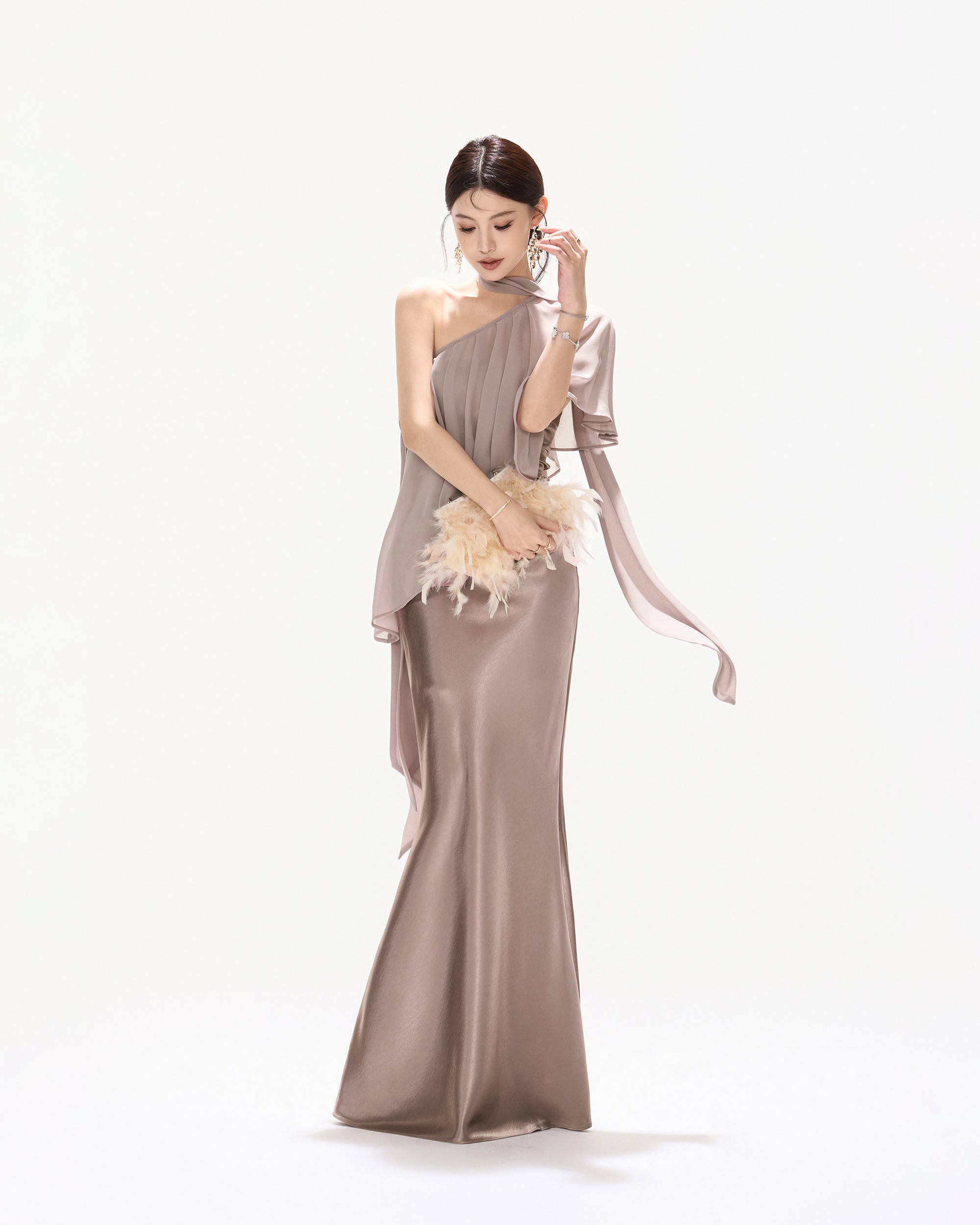 CYNR Acetate Satin Mermaid Maxi Skirt Purple