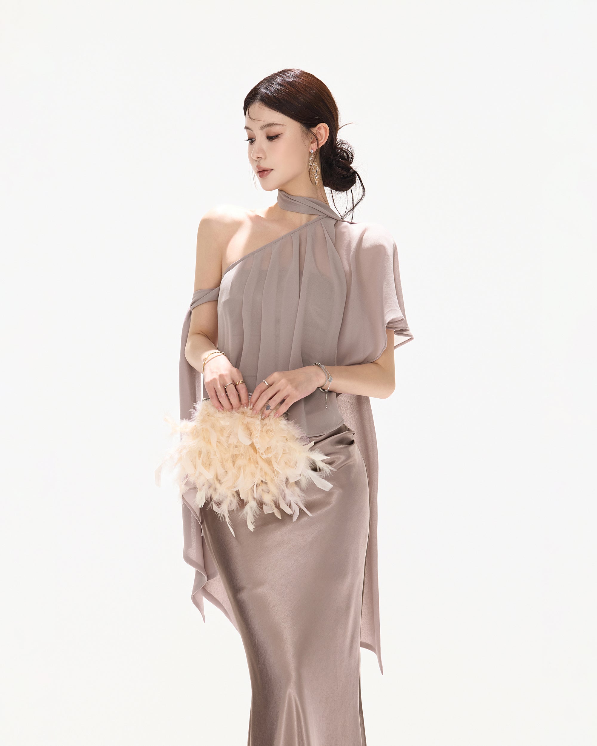 CYNR Acetate Satin Mermaid Maxi Skirt Purple