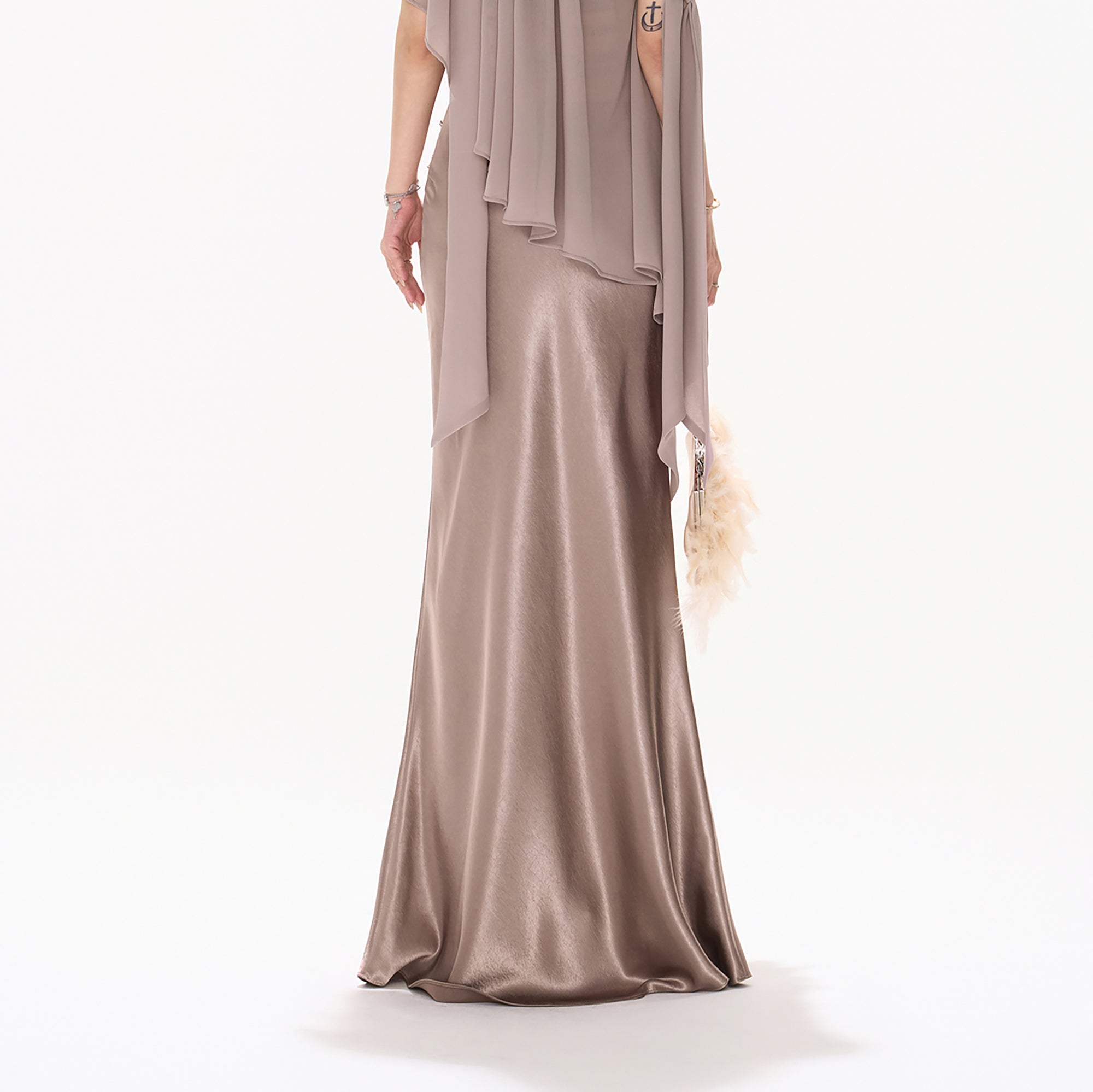 CYNR Acetate Satin Mermaid Maxi Skirt Purple