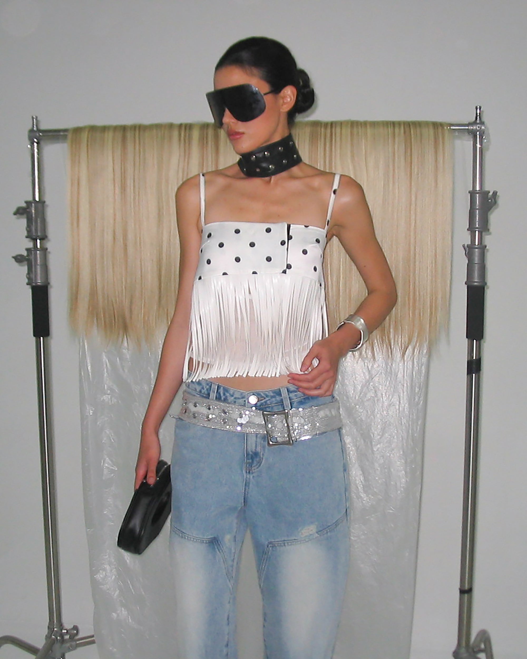 NEVER OFFEND L ANGEL Brushed Matte Silver Buckle Belt