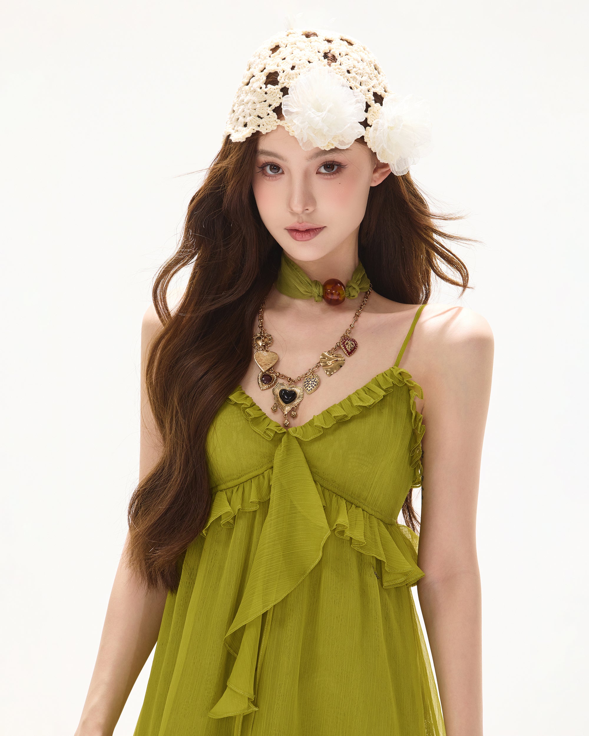 CYNR Ruffled Halter High-Low Mini Dress