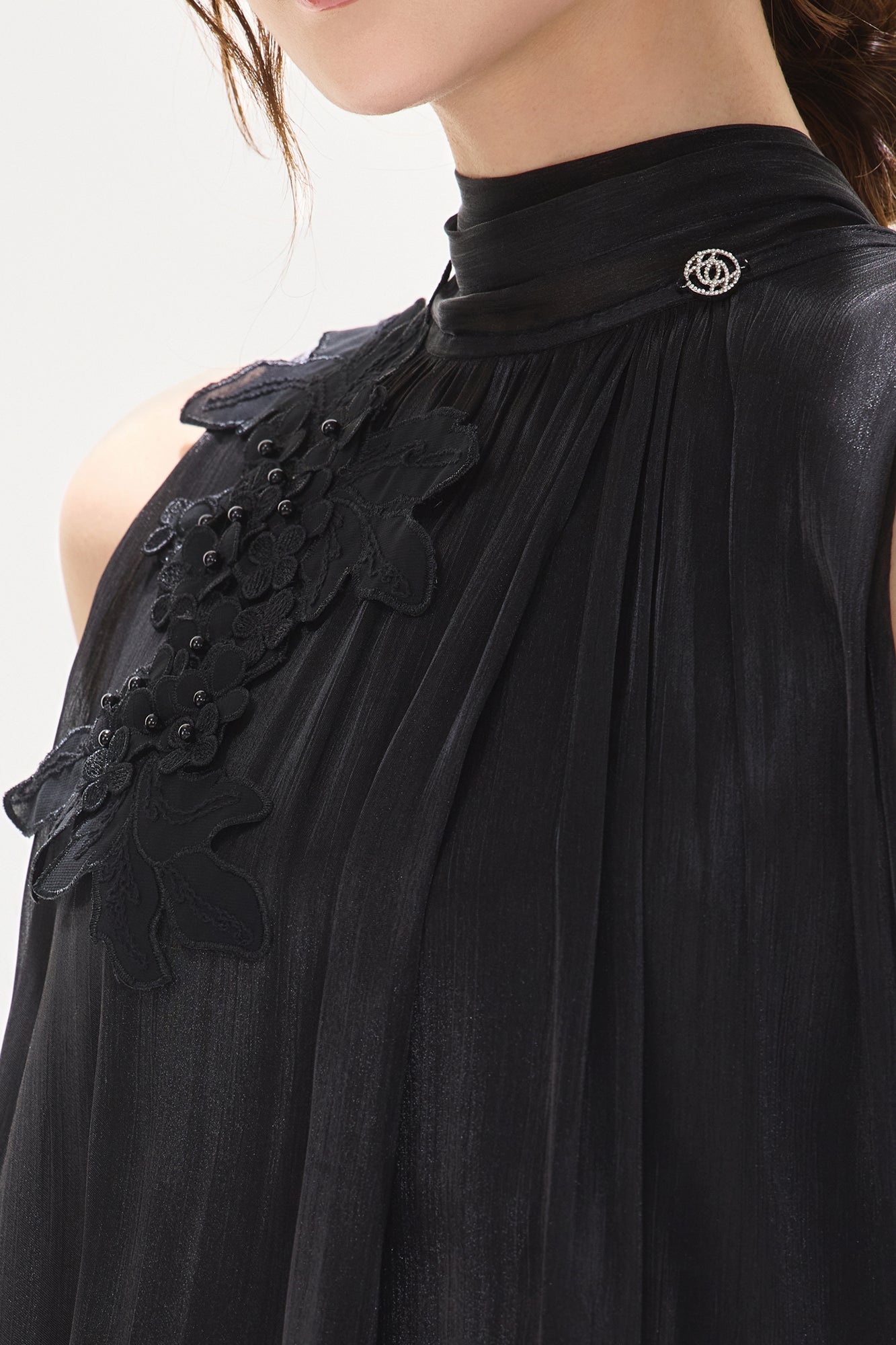 CYNR Floral Embellished Sheer Tank Top