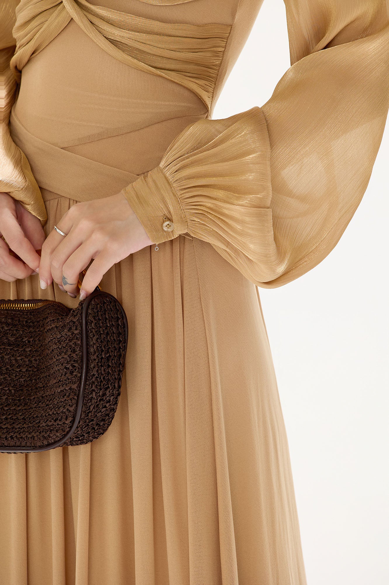 CYGNENOYR Twist-Front Off-Shoulder Chiffon Maxi Dress