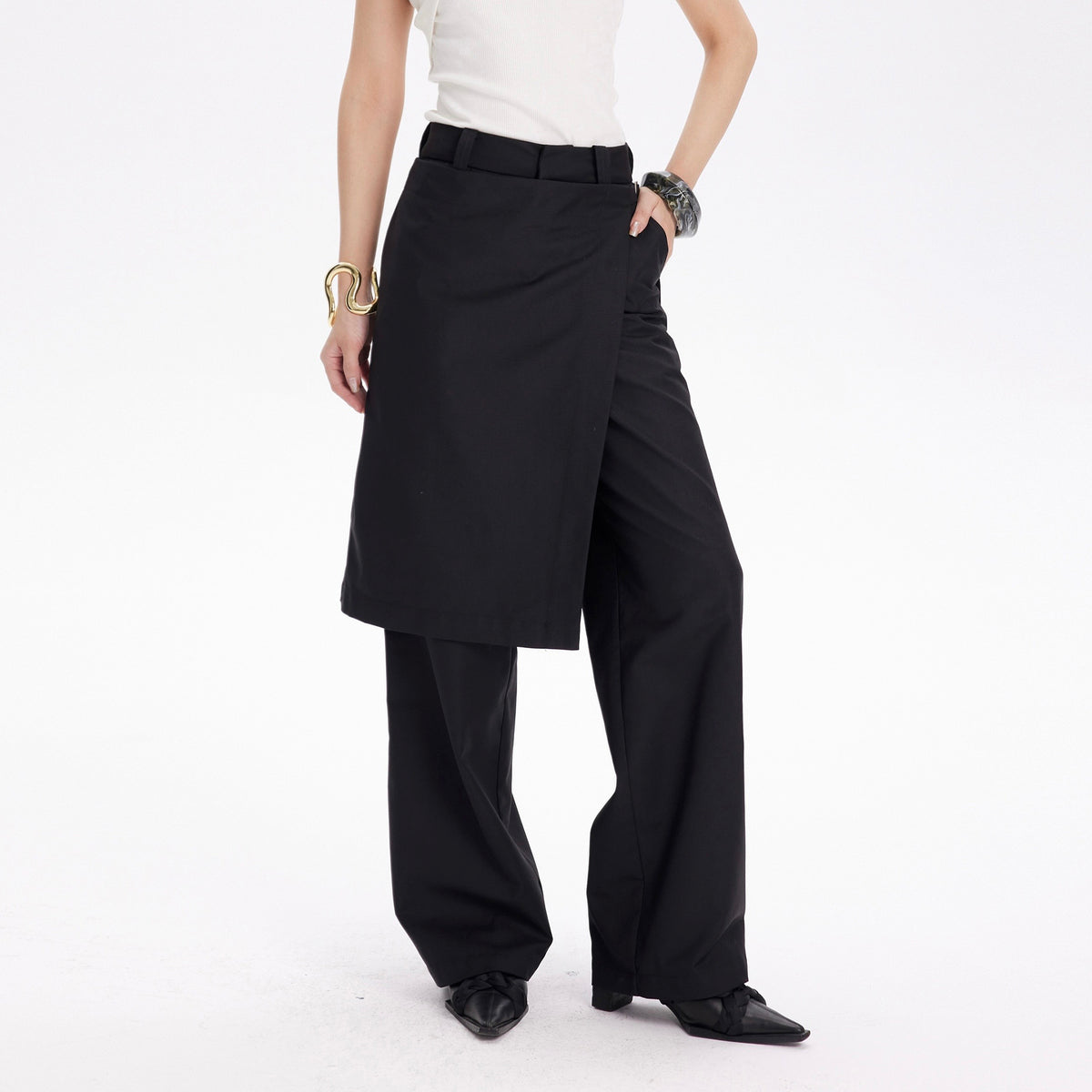 TINY IN STUDIO Layered Culottes Tailored Pants