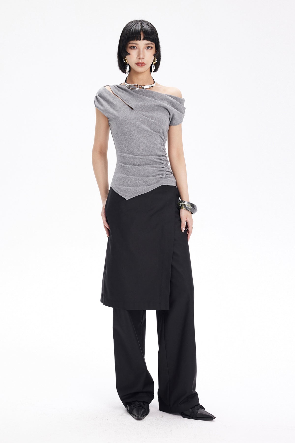 TINY IN STUDIO Layered Culottes Tailored Pants