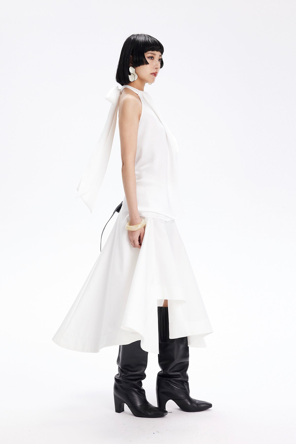 TINY IN STUDIO Asymmetrical Paneled Midi Skirt
