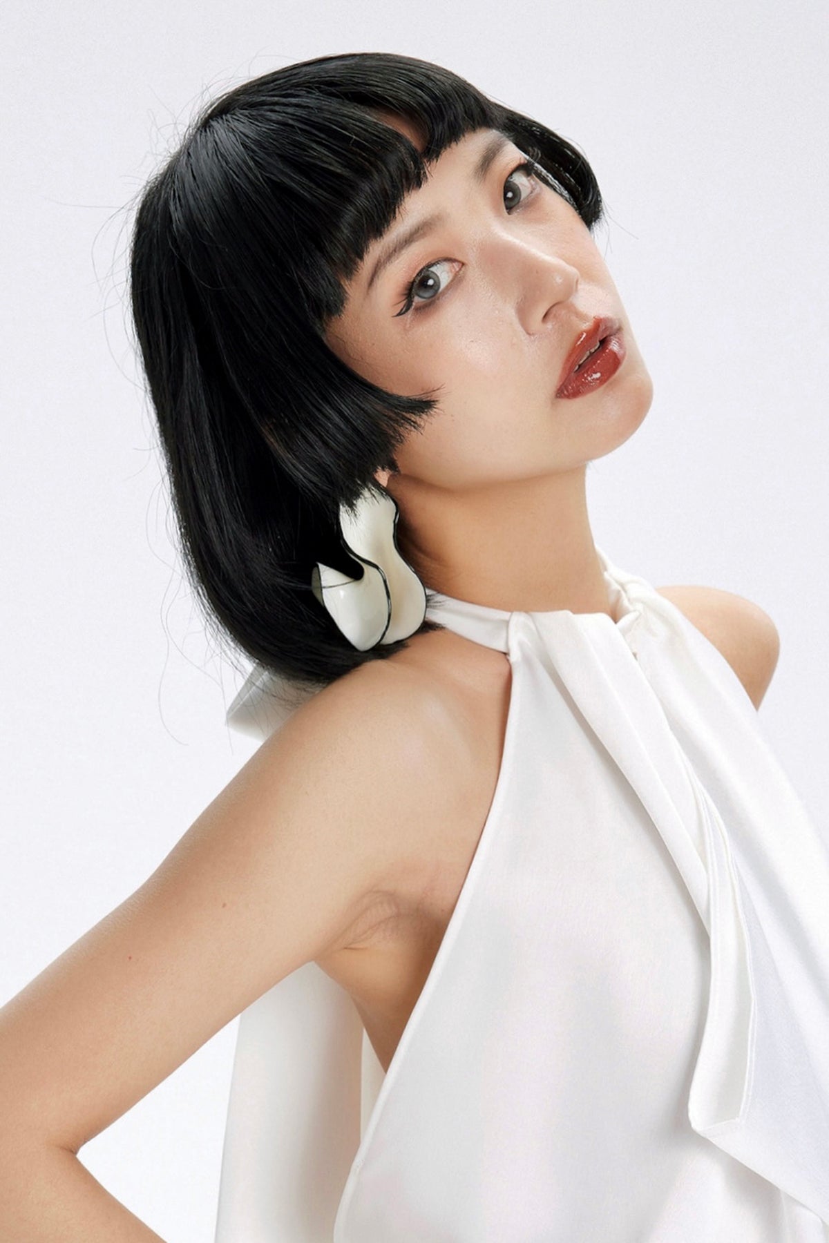 TINY IN STUDIO Draped Tie Halter Tank Top