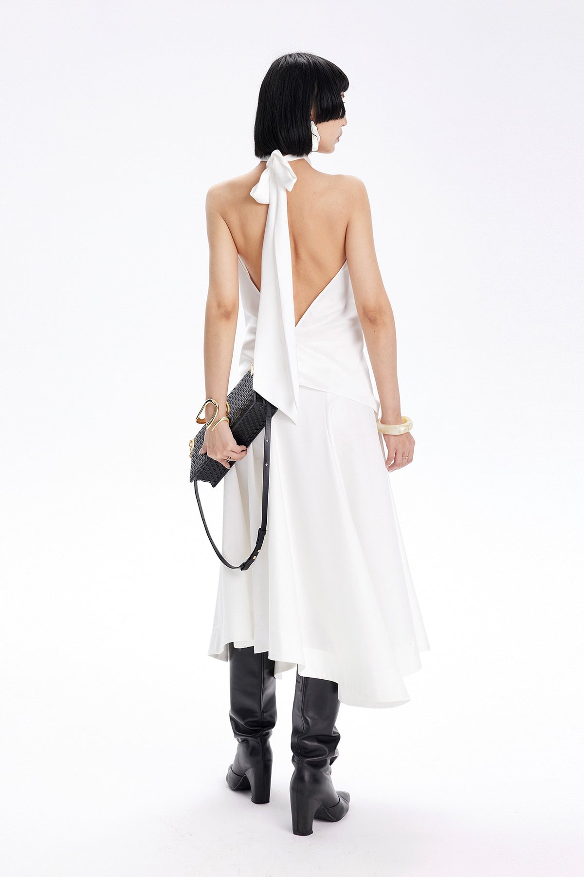 TINY IN STUDIO Draped Tie Halter Tank Top
