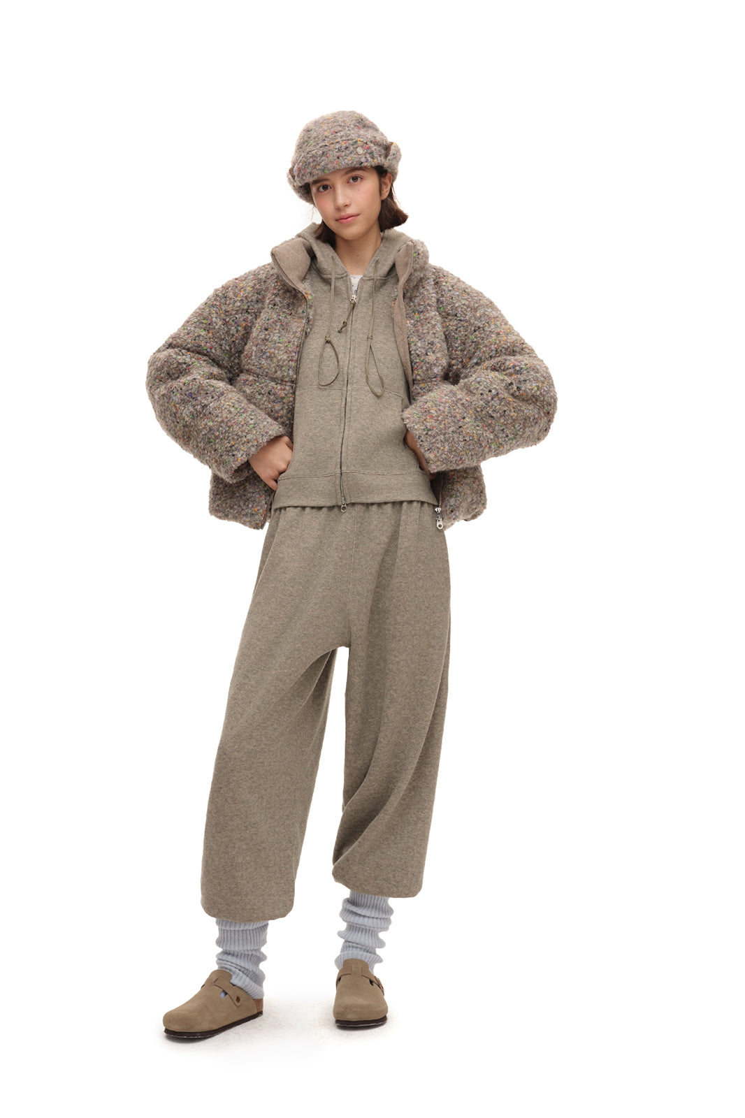 CHICCHICK Colorful Boucle Wool-Blend Down Jacket