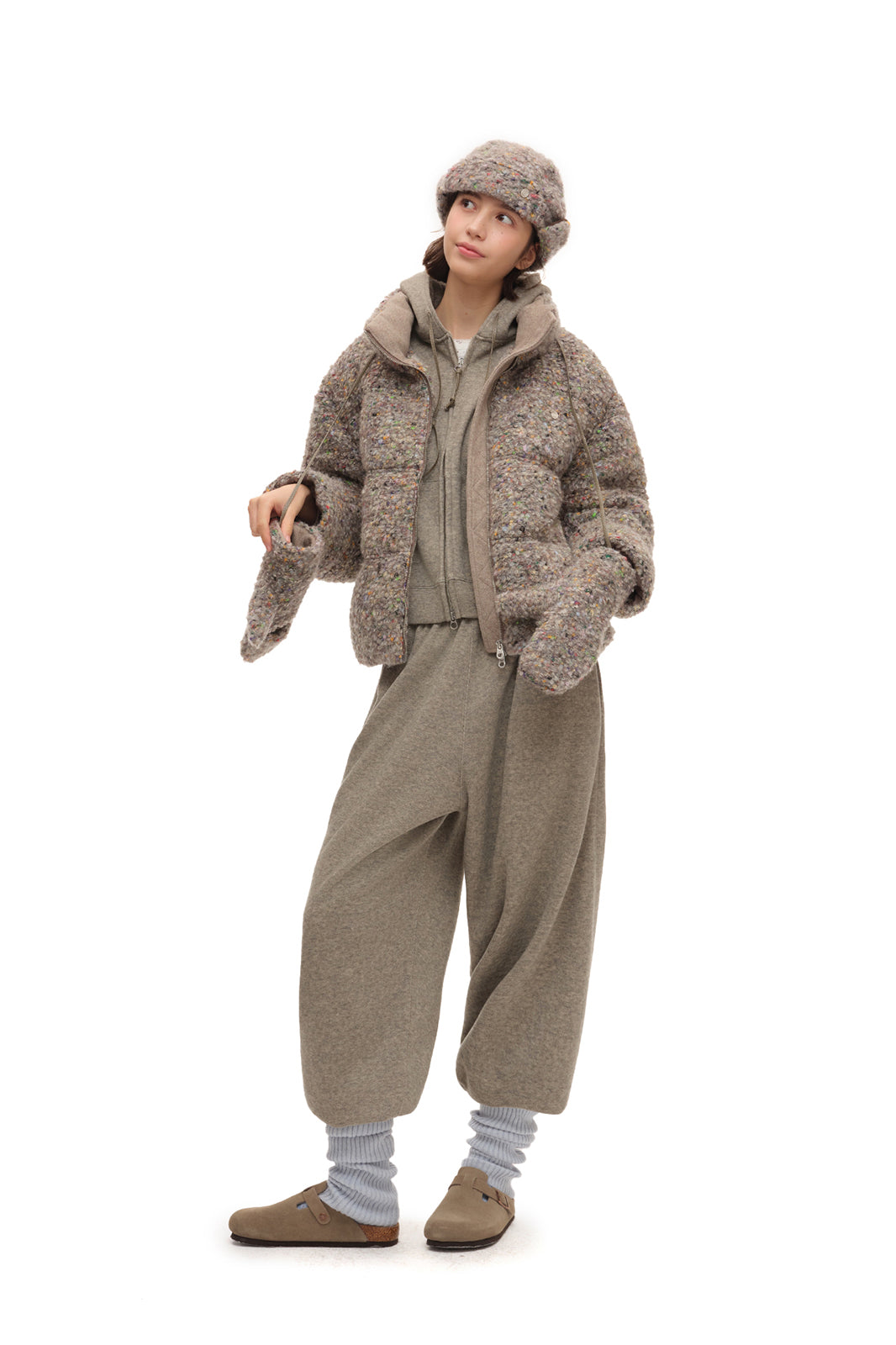 CHICCHICK Colorful Boucle Wool-Blend Down Jacket