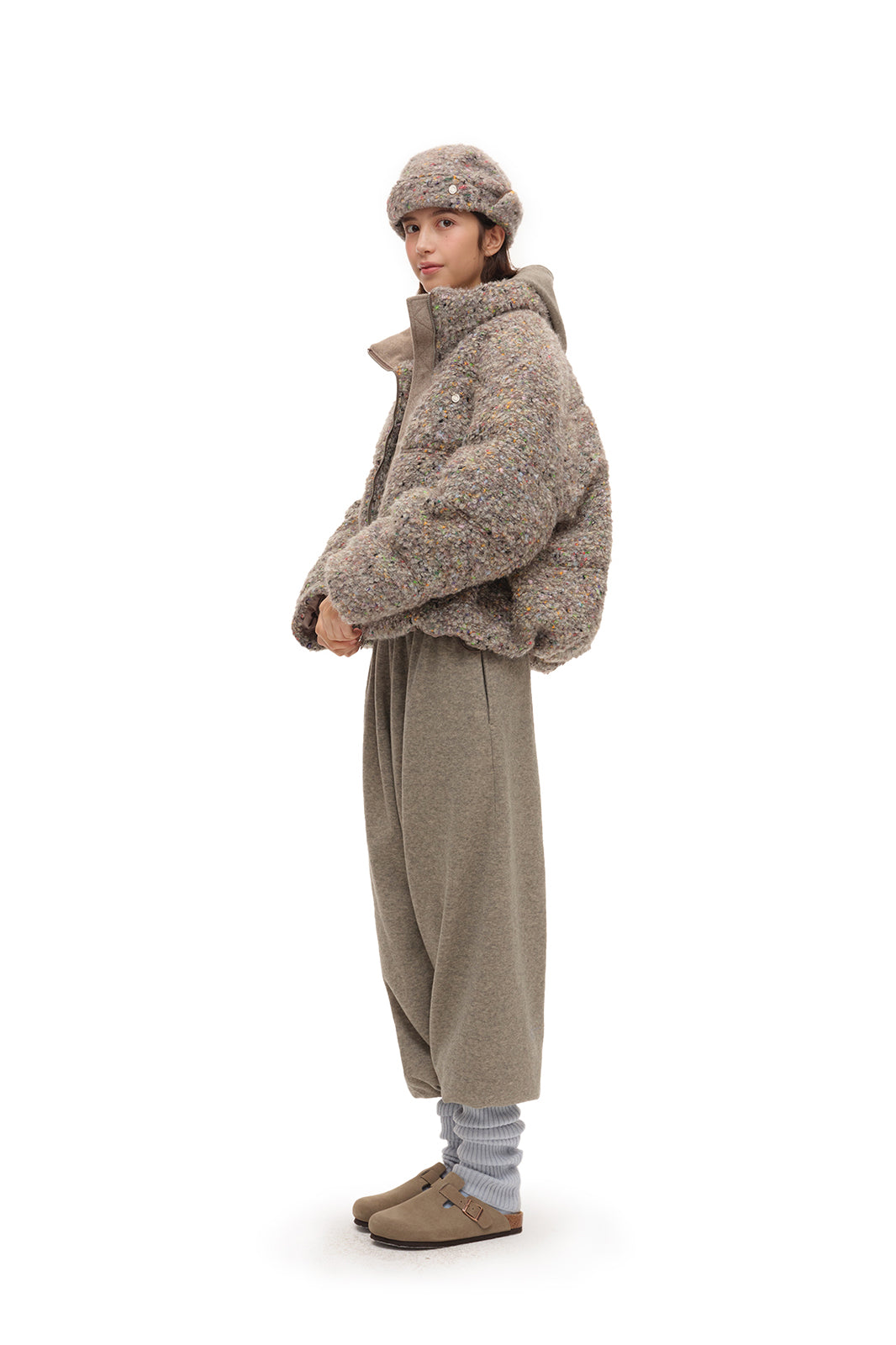 CHICCHICK Colorful Boucle Wool-Blend Down Jacket