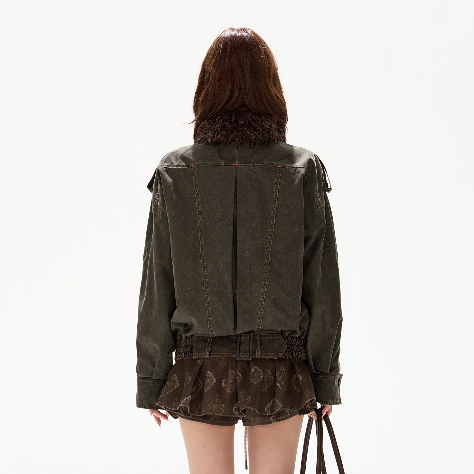 CYGNENOYR Detachable-Collar Washed Panel Jacket