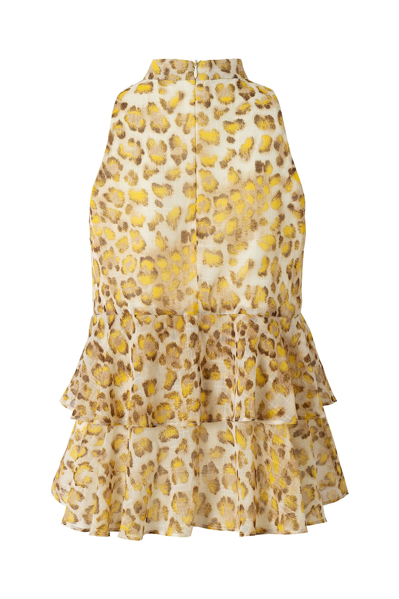 MUSE NAPS Leopard Halter Neck Wave-Hem Tank Top
