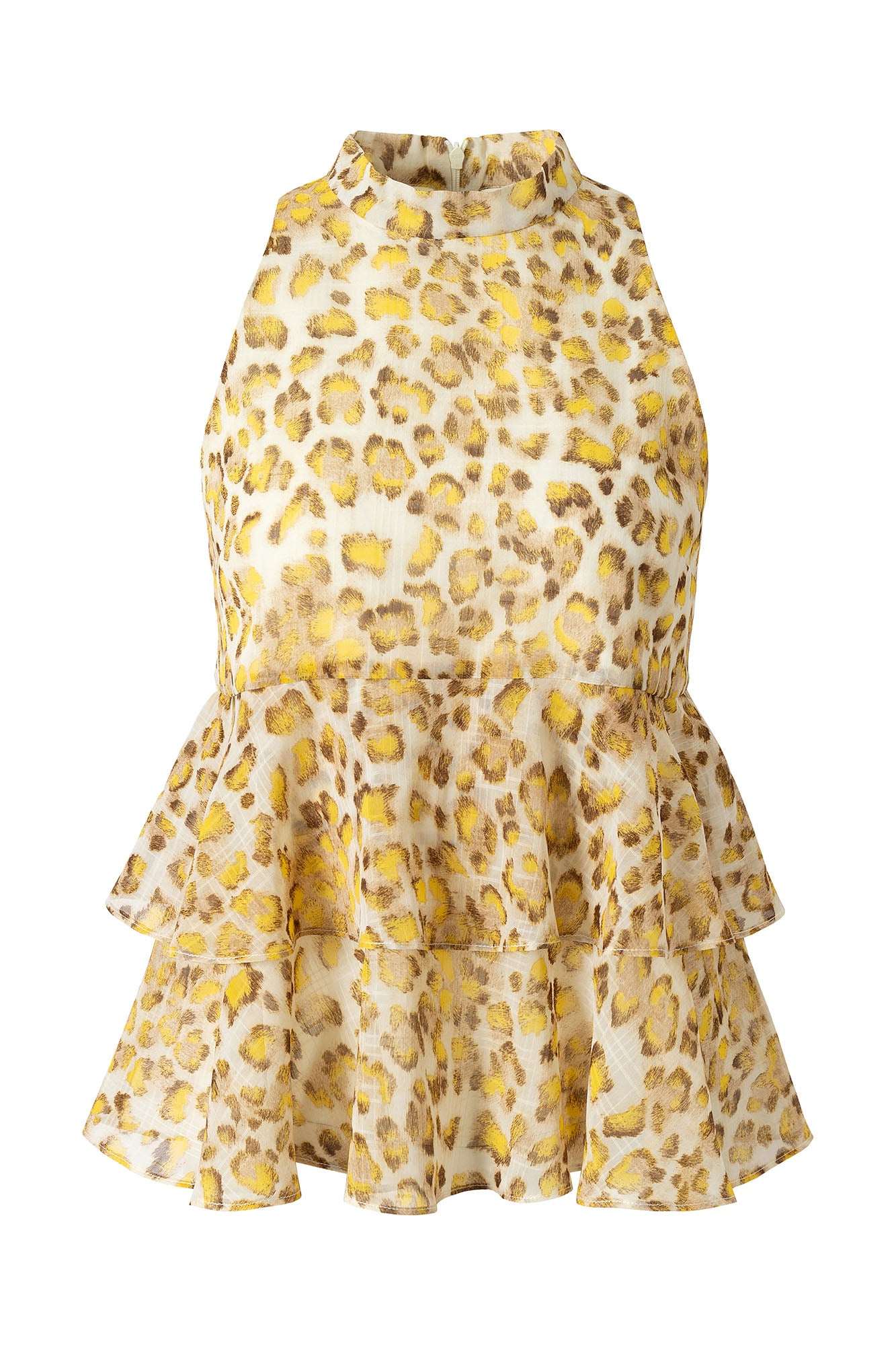 MUSE NAPS Leopard Halter Neck Wave-Hem Tank Top