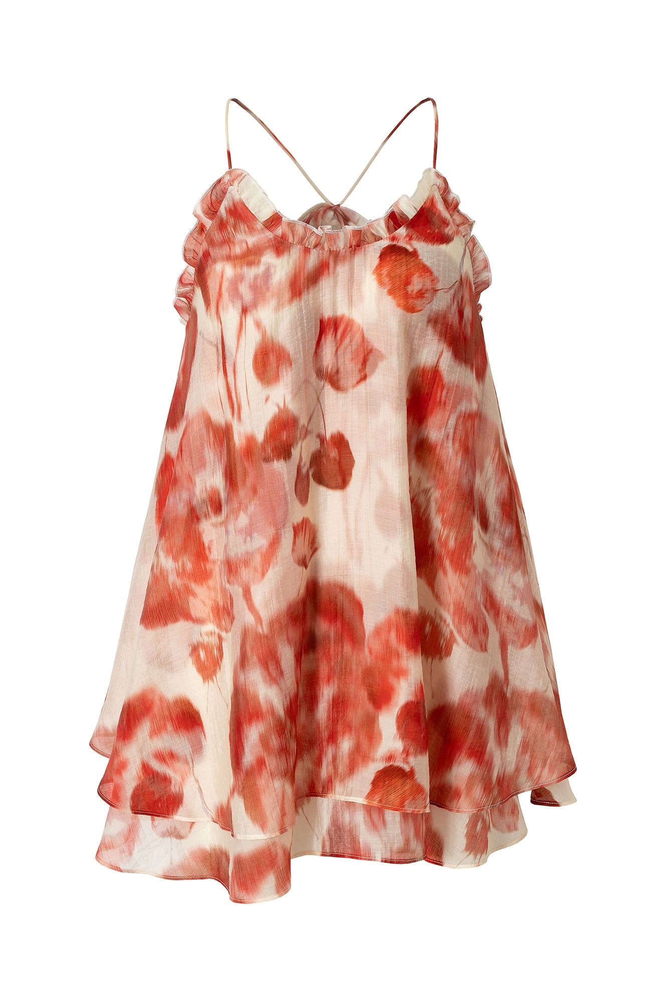 MUSE NAPS Floral Tiered Ruffle V-Neck Tank Top