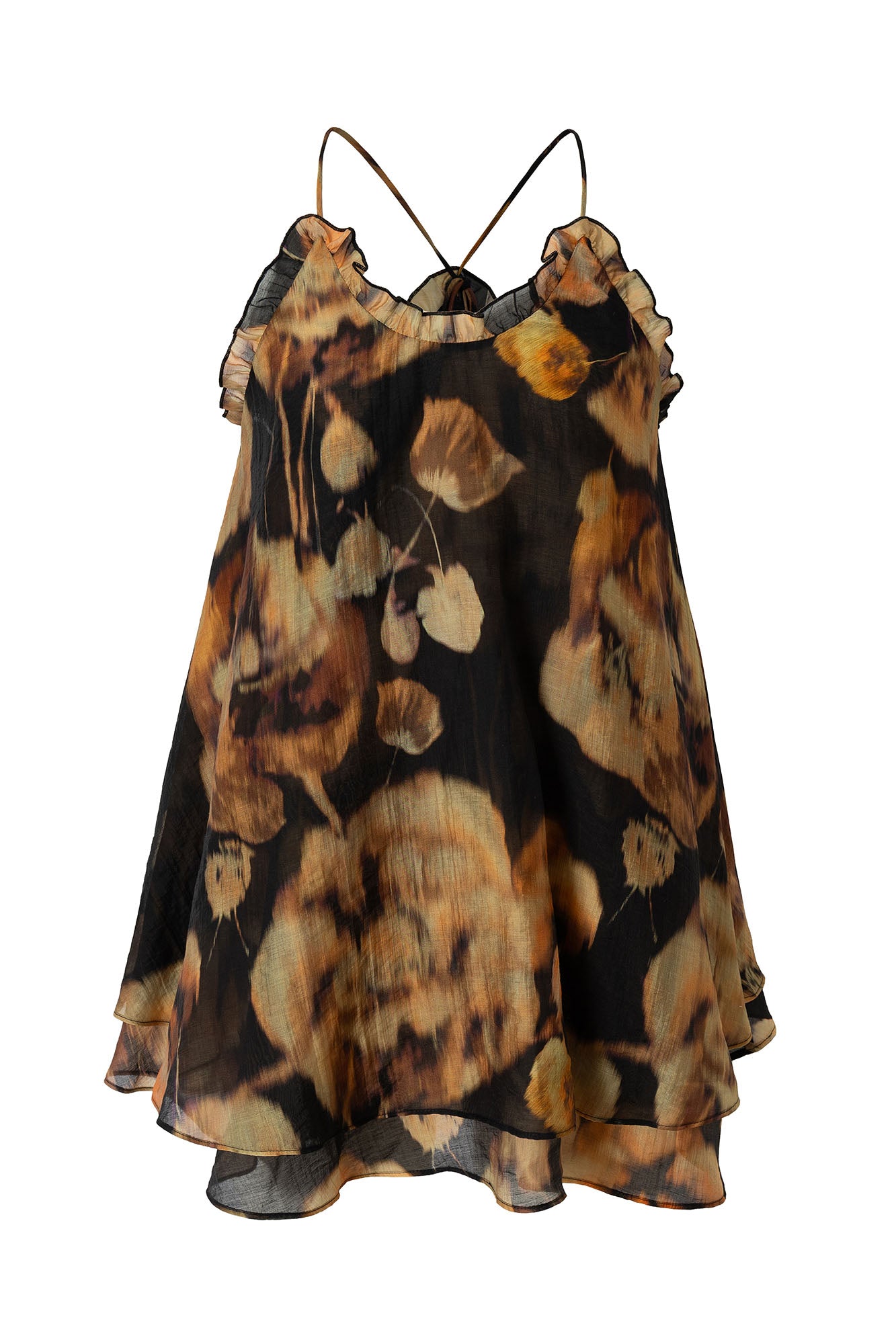 MUSE NAPS Floral Tiered Ruffle V-Neck Tank Top