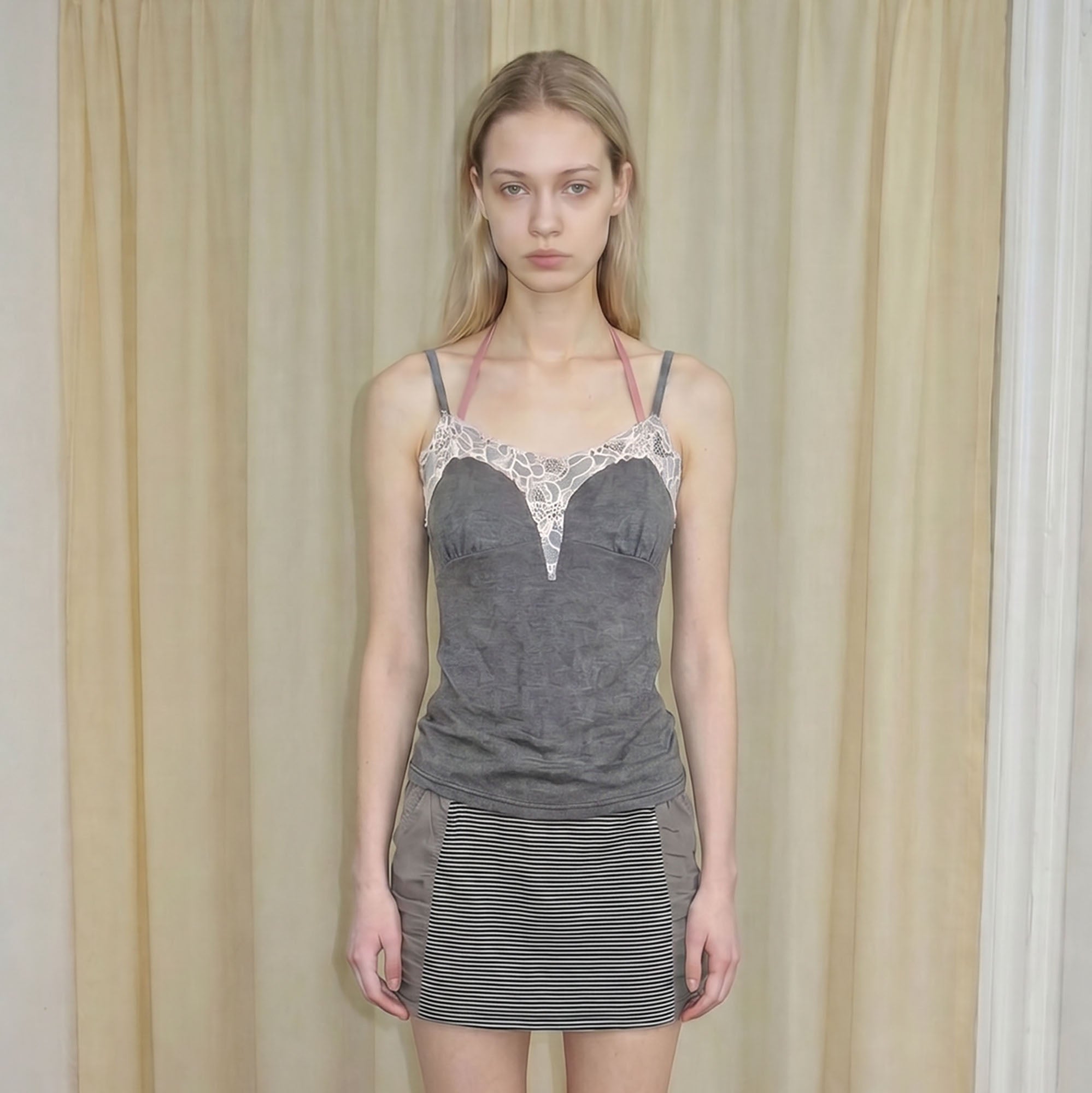 EMOHA Lace-Panel Floral Cami Top
