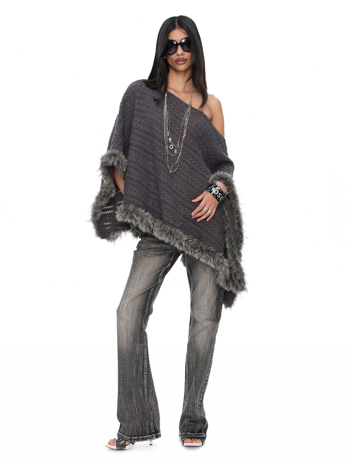 JYOSEI Merino Wool-Blended Cable-Knit Poncho