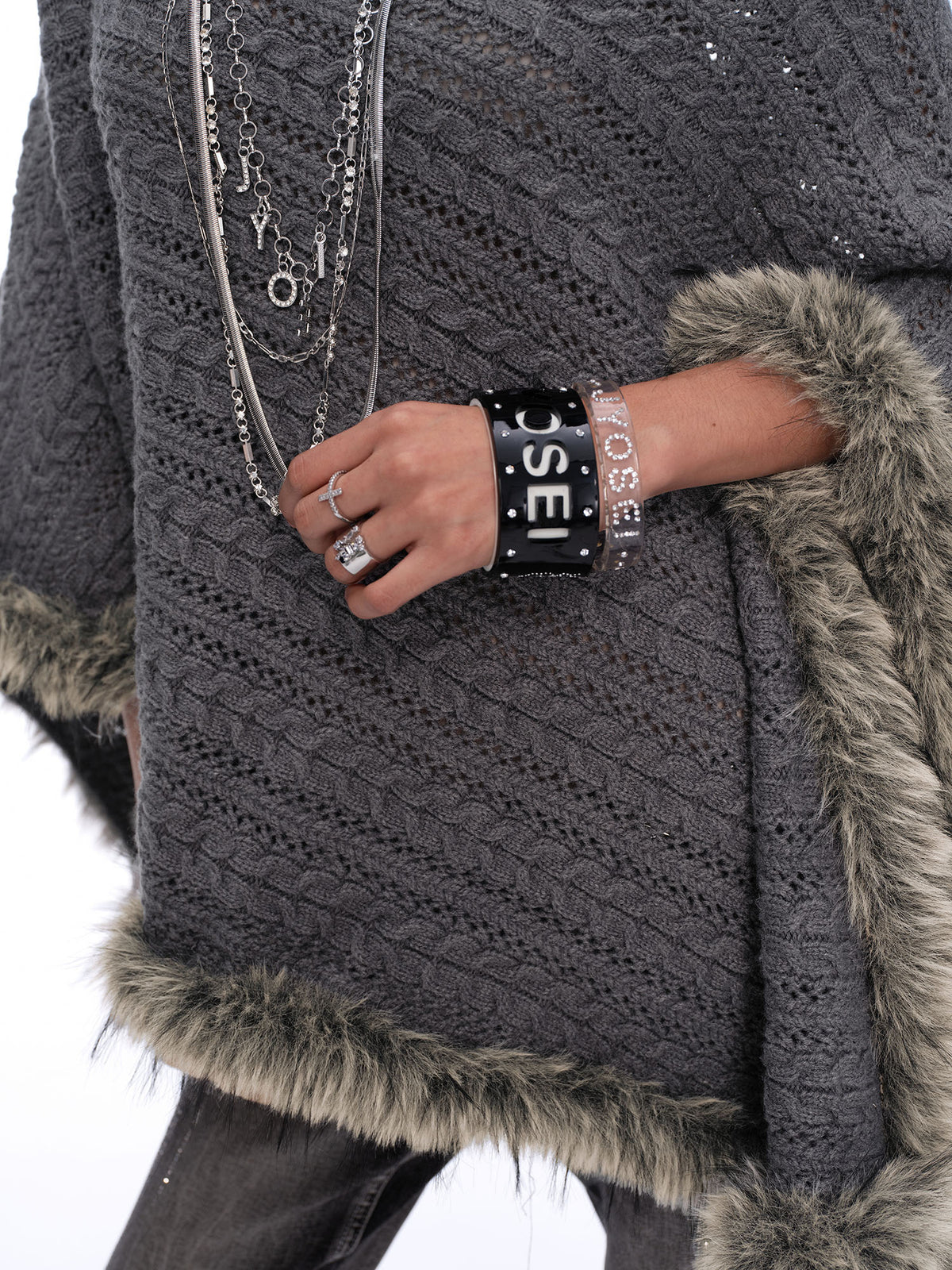 JYOSEI Merino Wool-Blended Cable-Knit Poncho