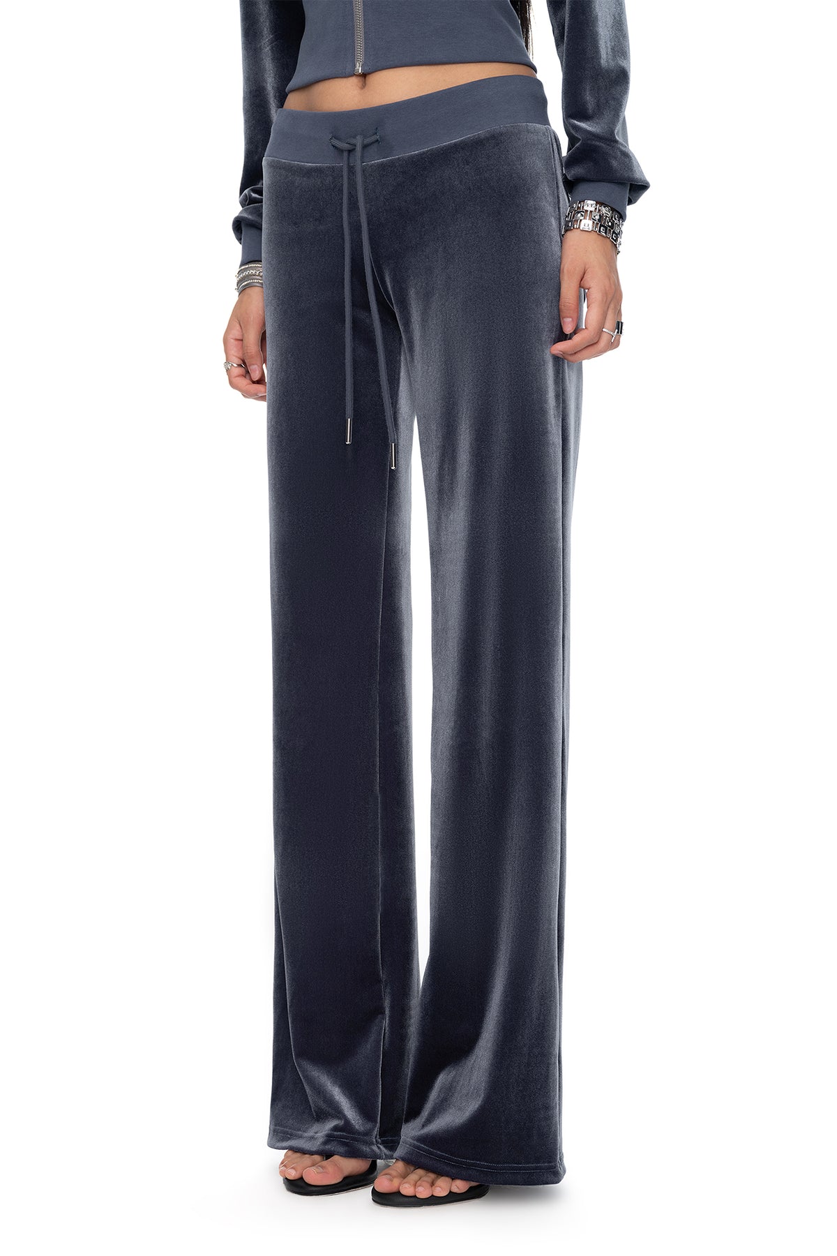 JYOSEI Graphic Velvet Cropped Hoodie & Sweatpants Set