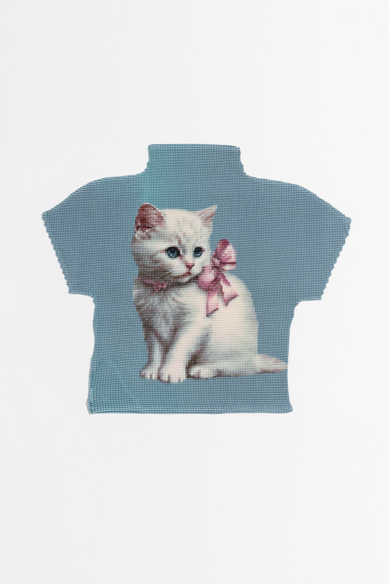 MOF Bow Kitten Graphic Pleated T-Shirt