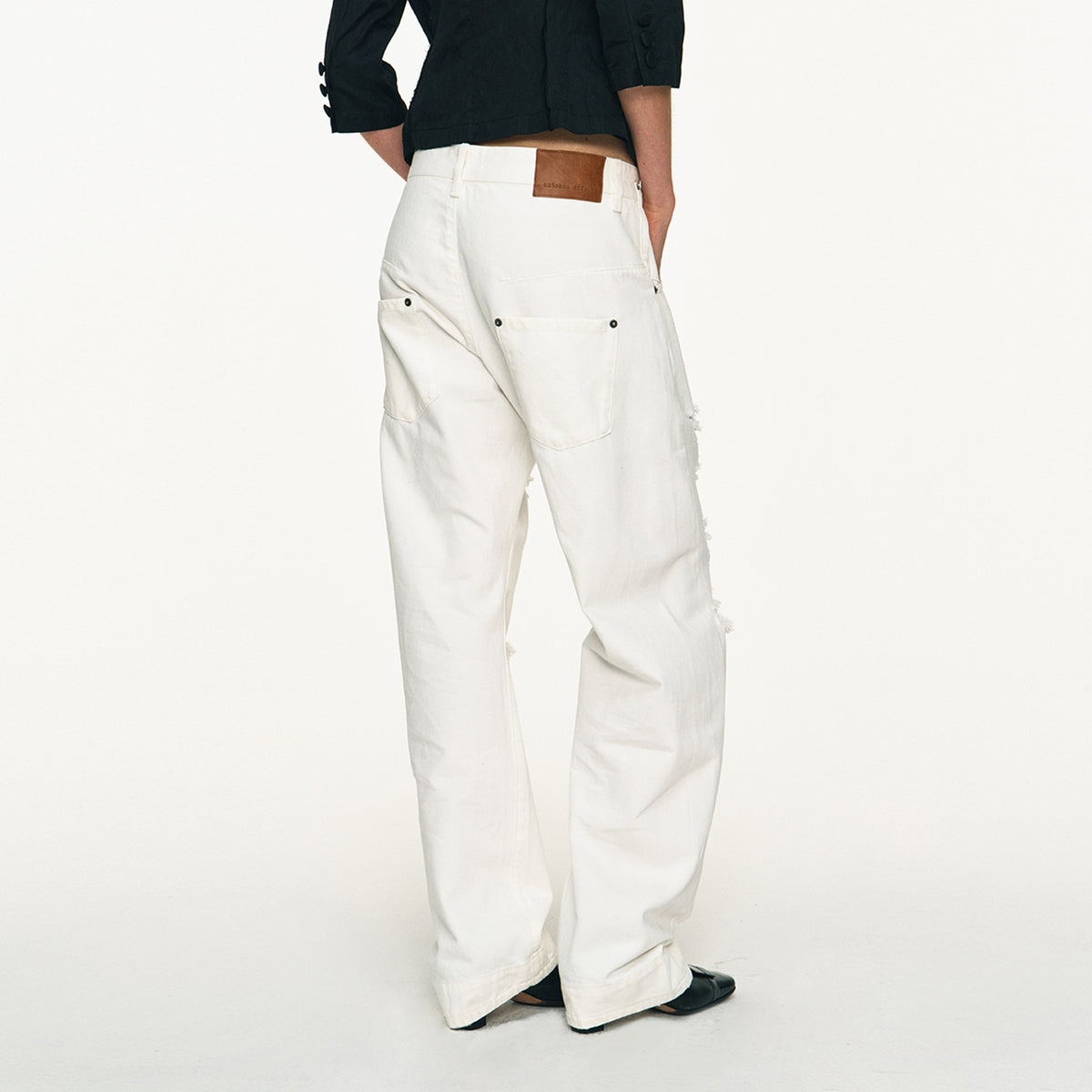 ANTENNA EFFECT Distressed Low-Rise Drop-Crotch Jeans