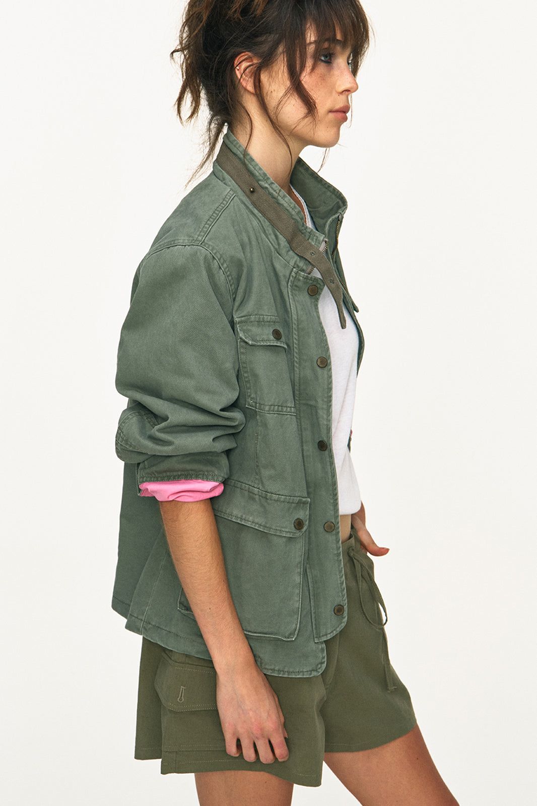 ANTENNA EFFECT Washed Multi-Pocket Zip-Up Jacket