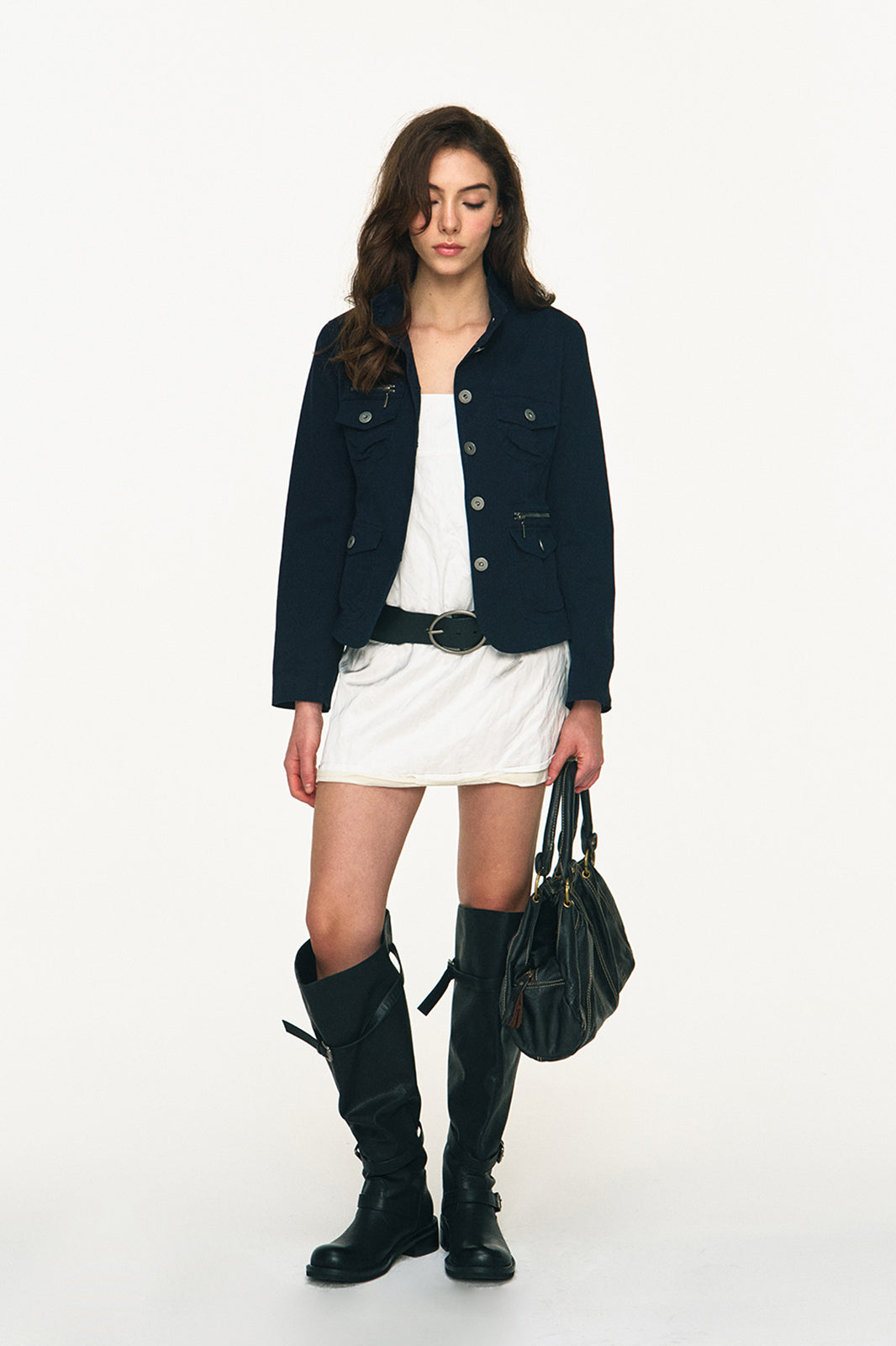 ANTENNA EFFECT Multi-Pocket Zippers Slim Jacket