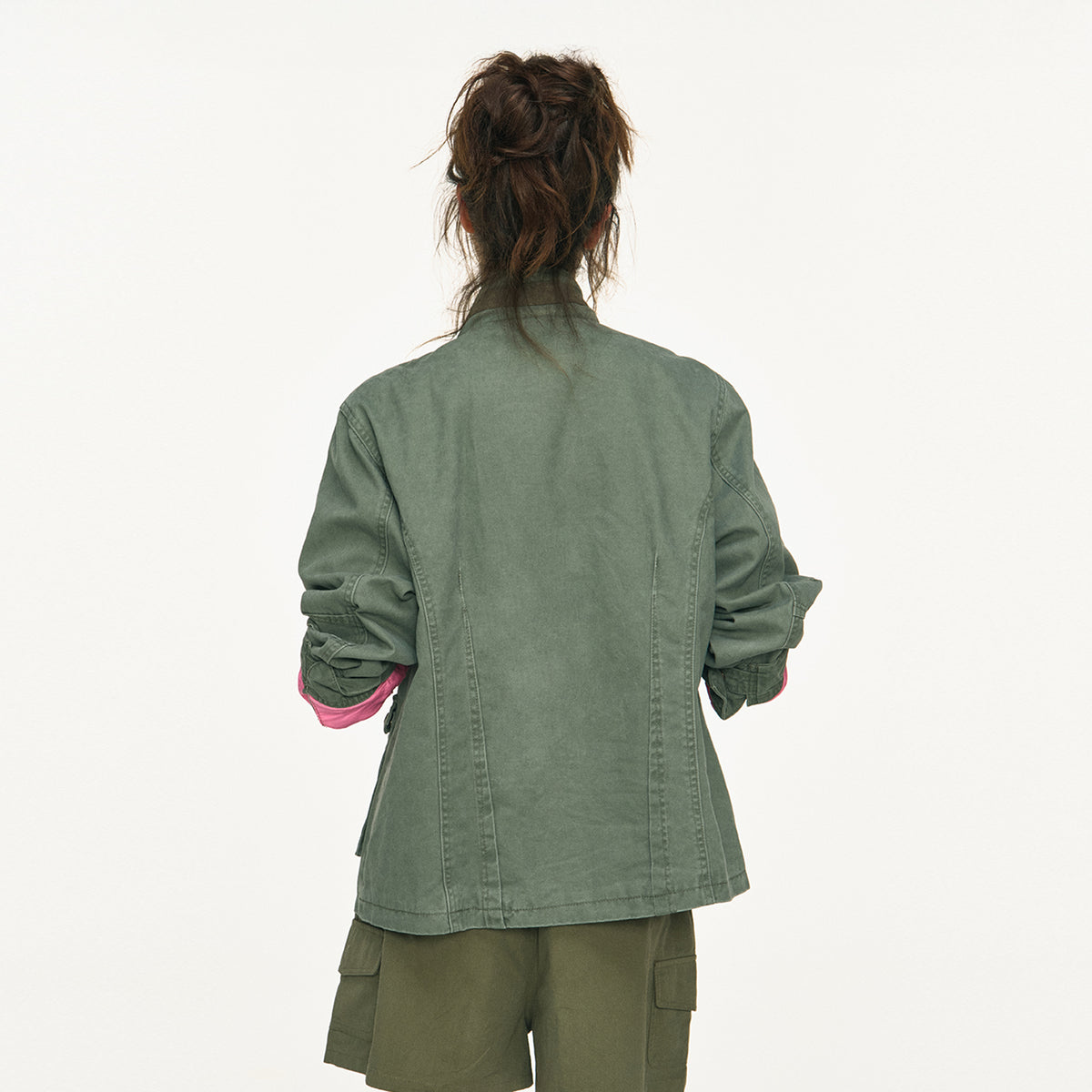 ANTENNA EFFECT Washed Multi-Pocket Zip-Up Jacket