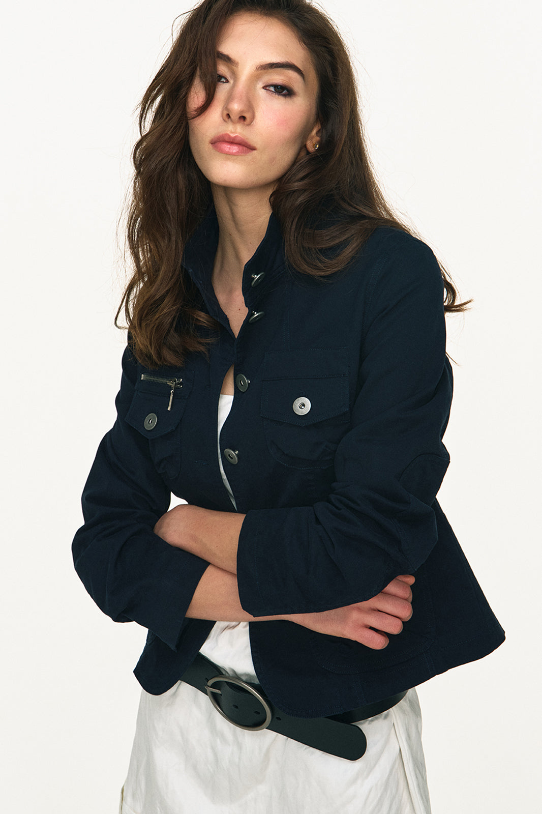 ANTENNA EFFECT Multi-Pocket Zippers Slim Jacket